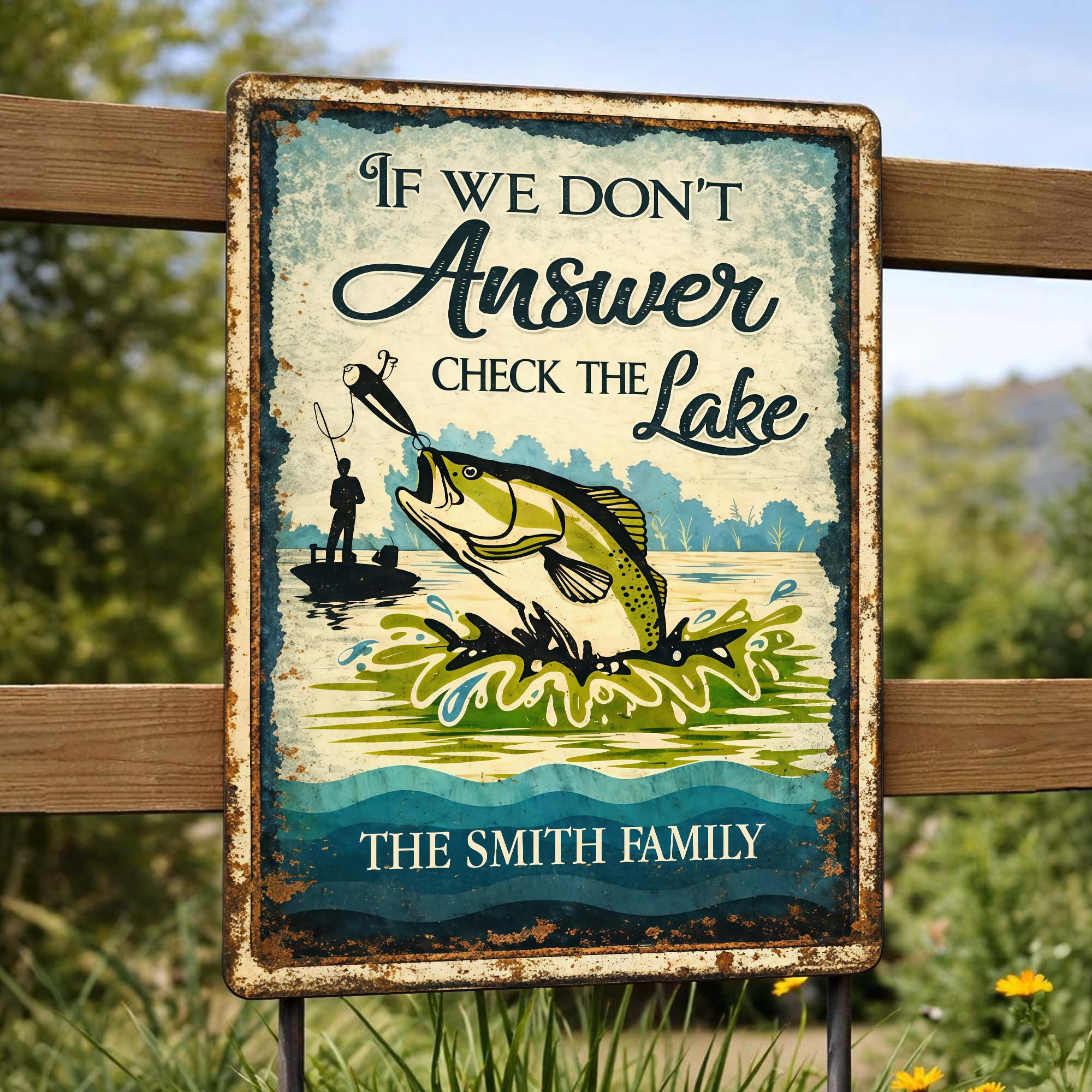 If We Don't Answer Check The Lake Bass Fish And Fisherman Design - Personalized Metal Sign - FISH003_MSIGN - Image 9