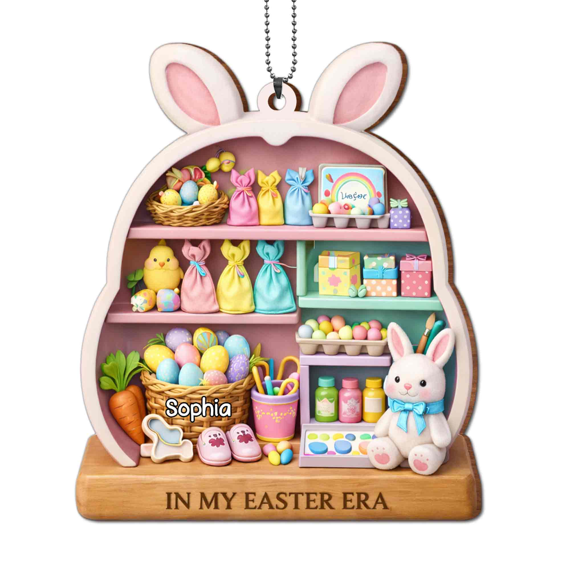 In My Easter Era With Bunny And Colorful Easter Eggs - Personalized Custom Wood Ornament, Car Hanging Ornament - FTH126_WCA - Image 11