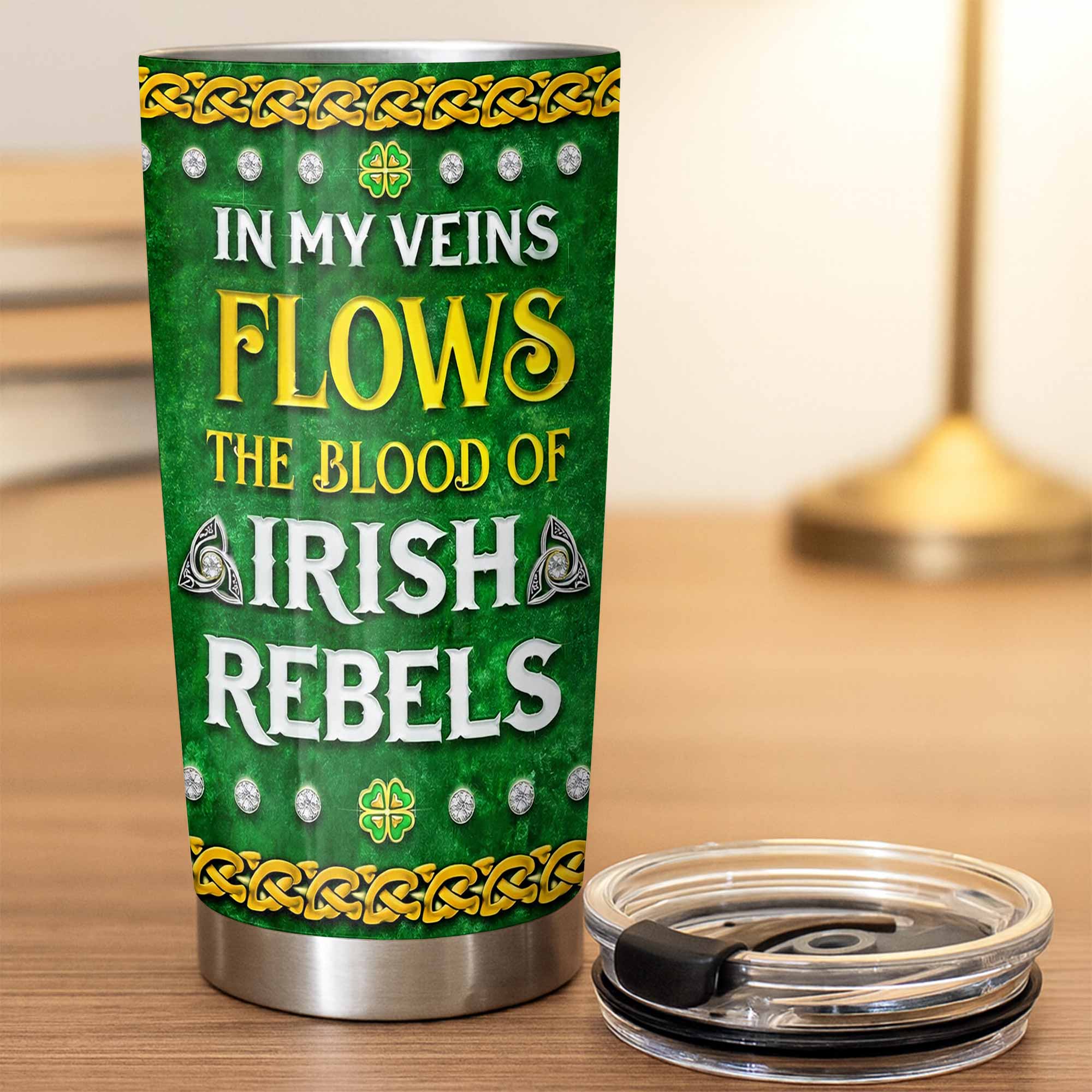 In My Veins Flows The Blood Of Irish Rebels Celtic Cross Shamrock - Personalized Custom Stainless Steel Tumbler 20oz 30oz - HOB129_TB - Image 4