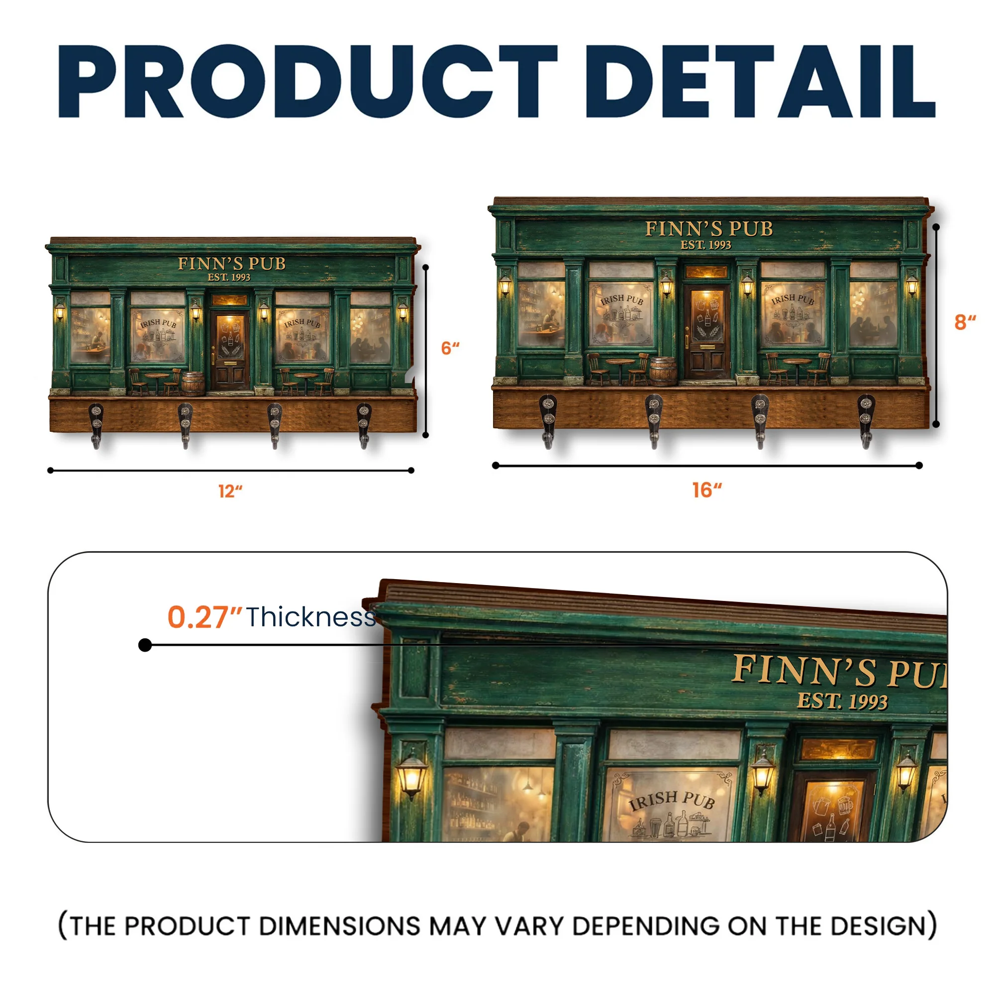 Irish Pub Design With Storefront Bar And Lanterns - Personalized Key Holder - FAM802_KHO - Image 5