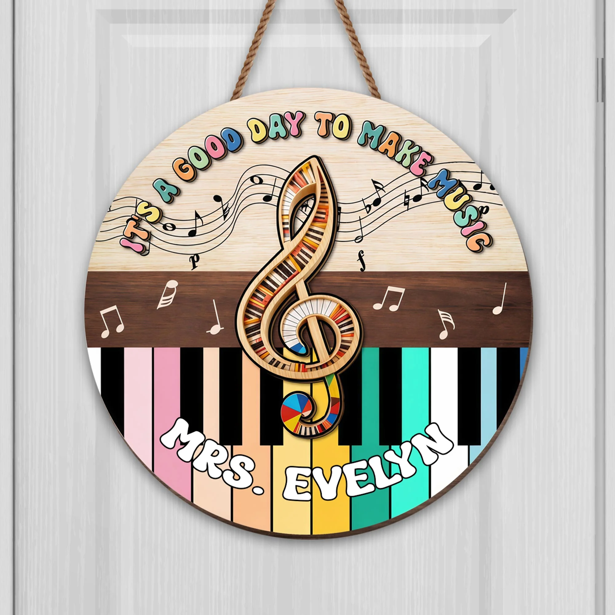 It's A Good Day To Make Music With Piano Keys And Treble Clef - Personalized Custom Shaped Wood Sign - MUSIC009_WSIGN
