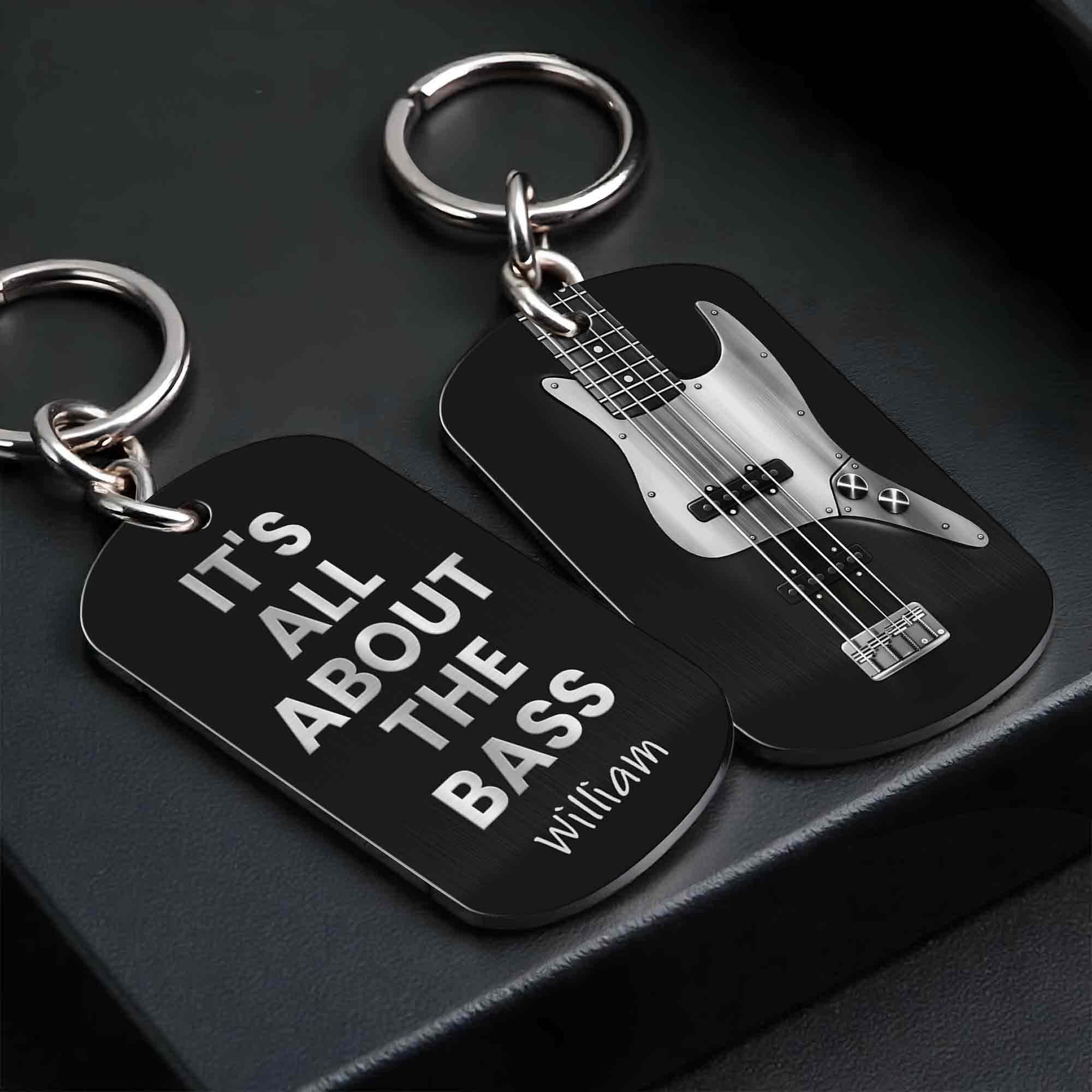 It's All About The Bass Guitar Music Lover Gift - Personalized Stainless Steel Keychain - MUSIC010_KCX - Image 3