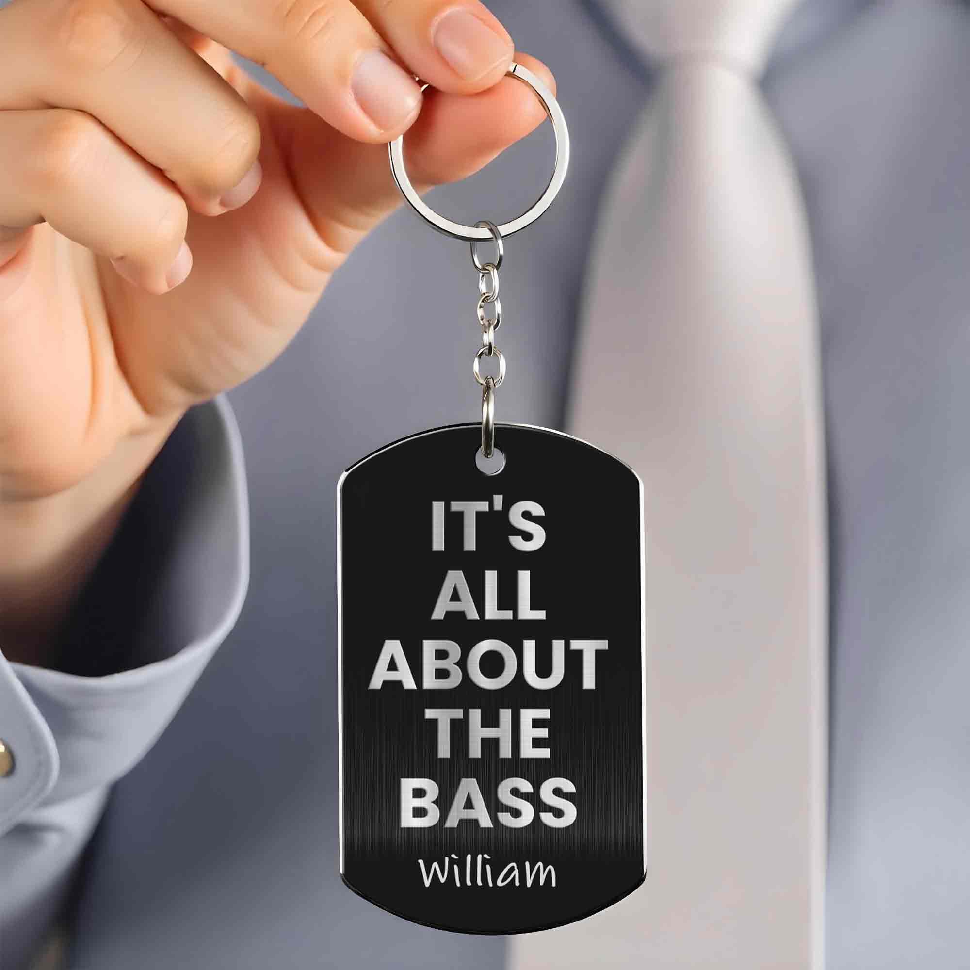 It's All About The Bass Guitar Music Lover Gift - Personalized Stainless Steel Keychain - MUSIC010_KCX - Image 4
