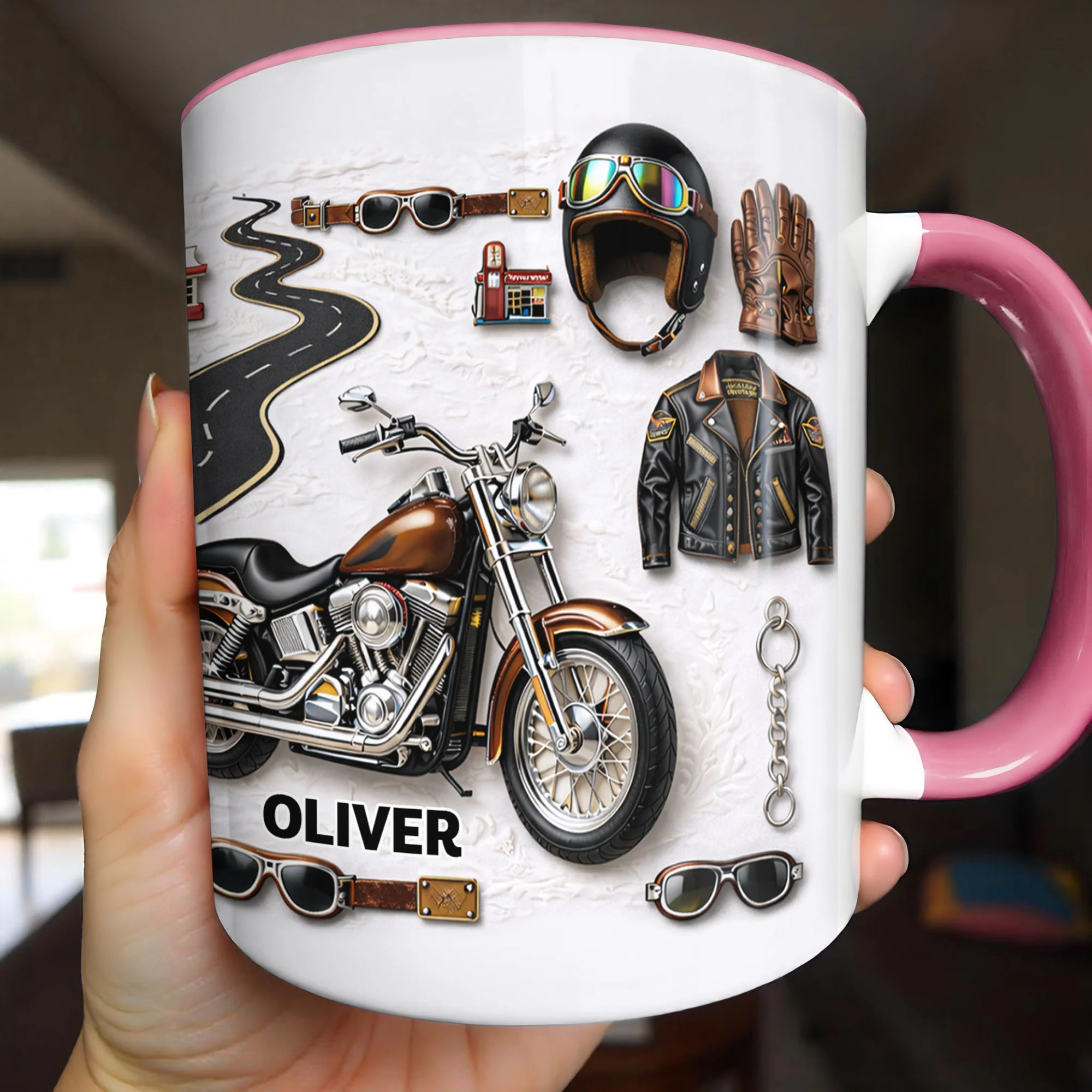 Life Is A Beautiful Ride Personalized Motorcycle With Helmet And Jacket - Personalized Custom Accent Mug - HOB145_AMUG - Image 3