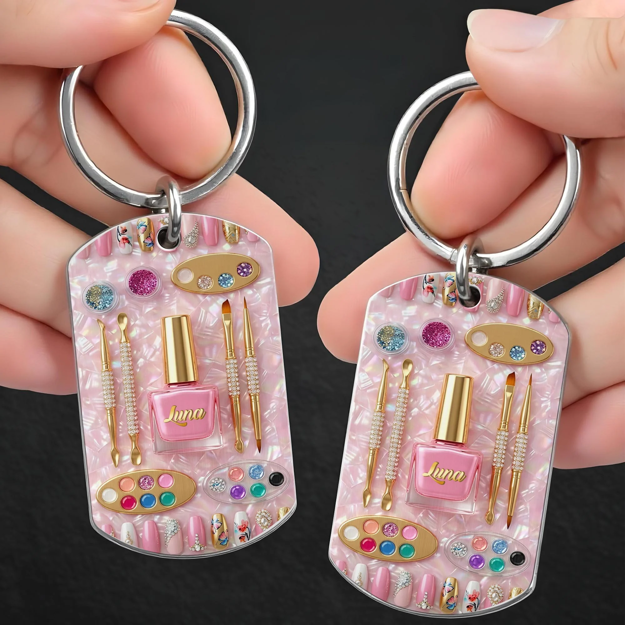Life Is Better With A Fresh Set Of Nails Polish And Art Tools - Personalized Stainless Steel Keychain - JBS130_KCX - Image 2