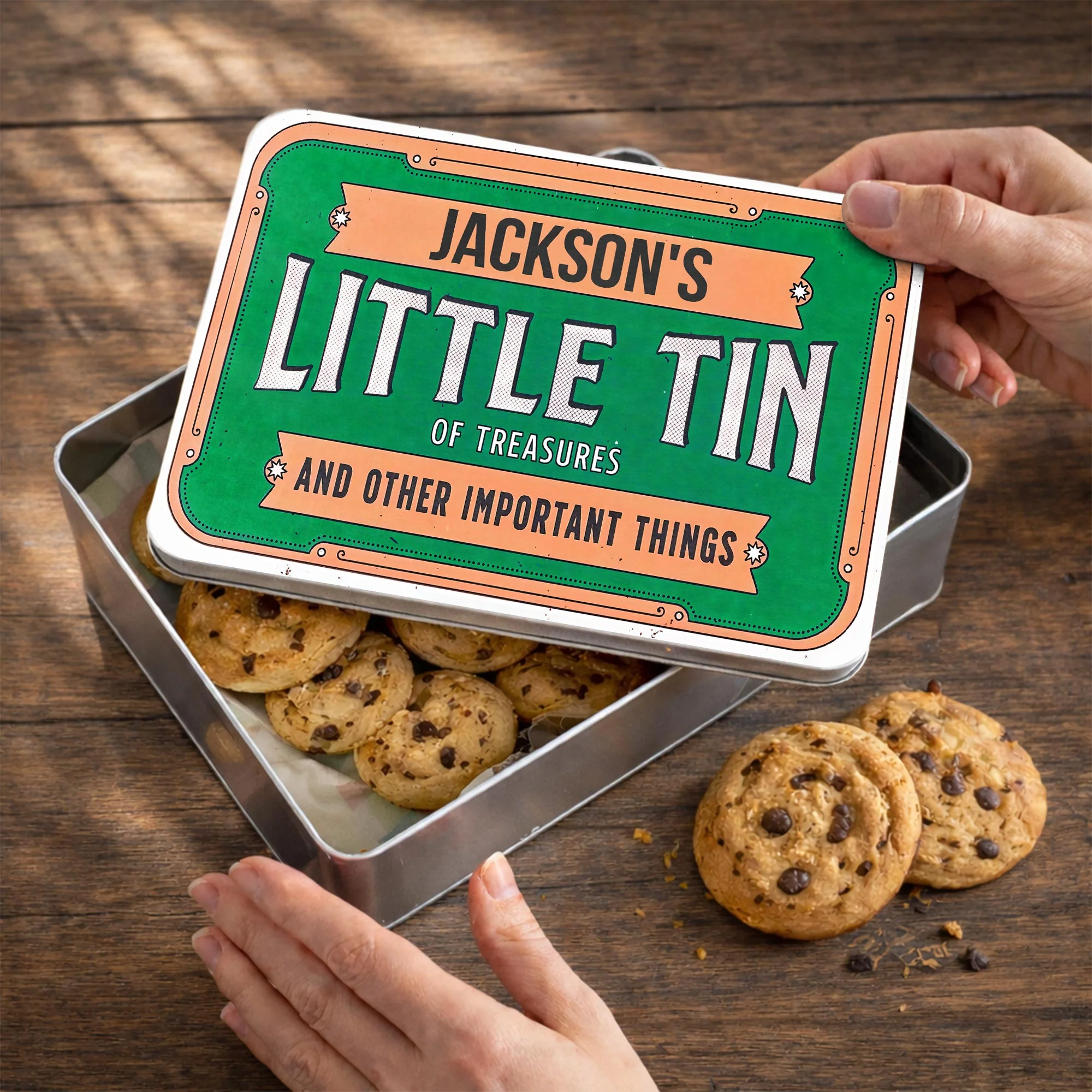 Little Tin Of Treasures And Other Important Things Vintage Frame Design - Personalized Cookie Tin Box - KID454_CTBOX - Image 8
