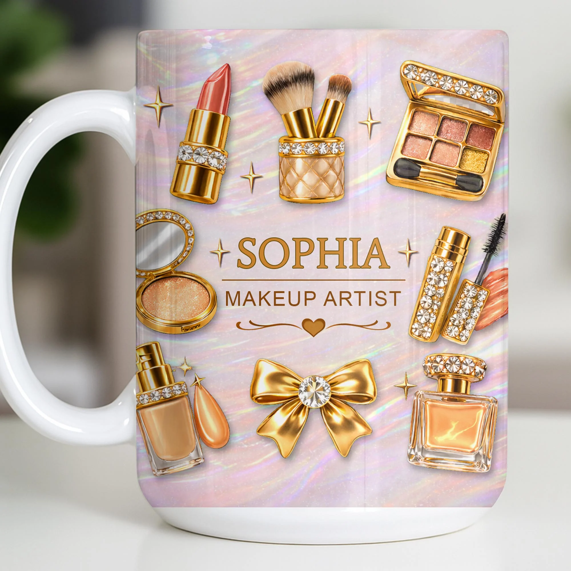 Makeup Artist With Lipstick Palette And Brushes Beauty Design - Personalized Custom Coffee Mug - JBS164_MG - Image 10