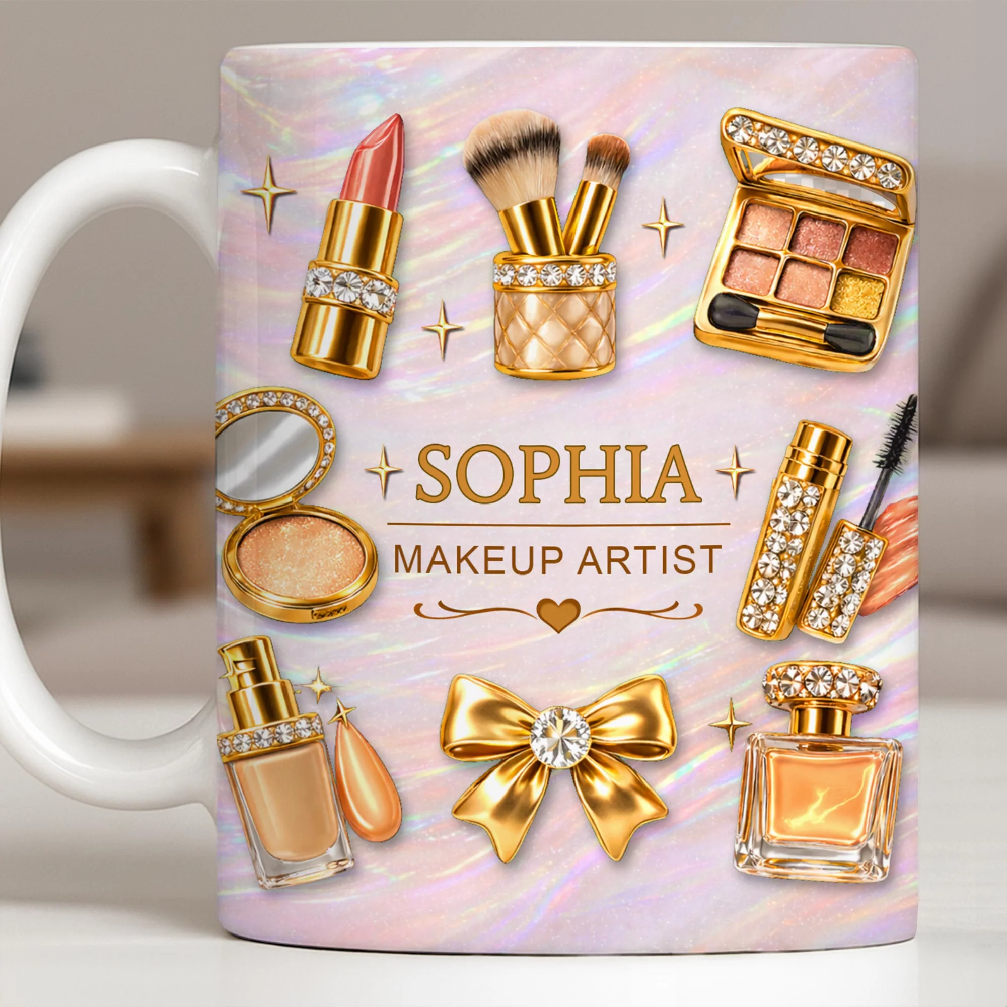 Makeup Artist With Lipstick Palette And Brushes Beauty Design - Personalized Custom Coffee Mug - JBS164_MG - Image 11