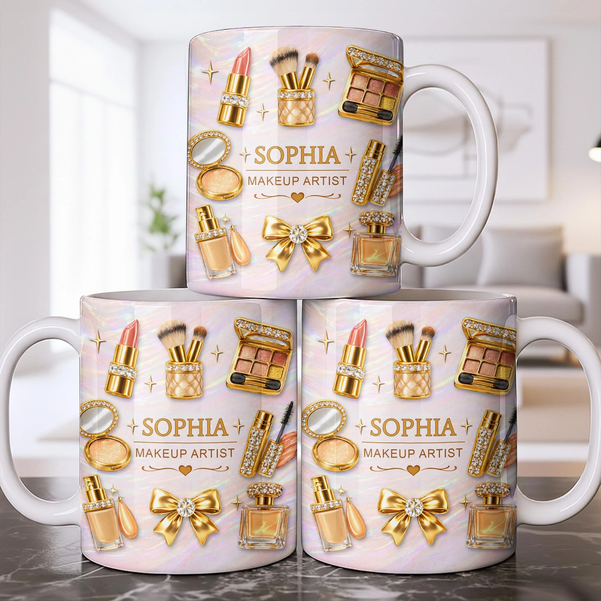 Makeup Artist With Lipstick Palette And Brushes Beauty Design - Personalized Custom Coffee Mug - JBS164_MG - Image 8