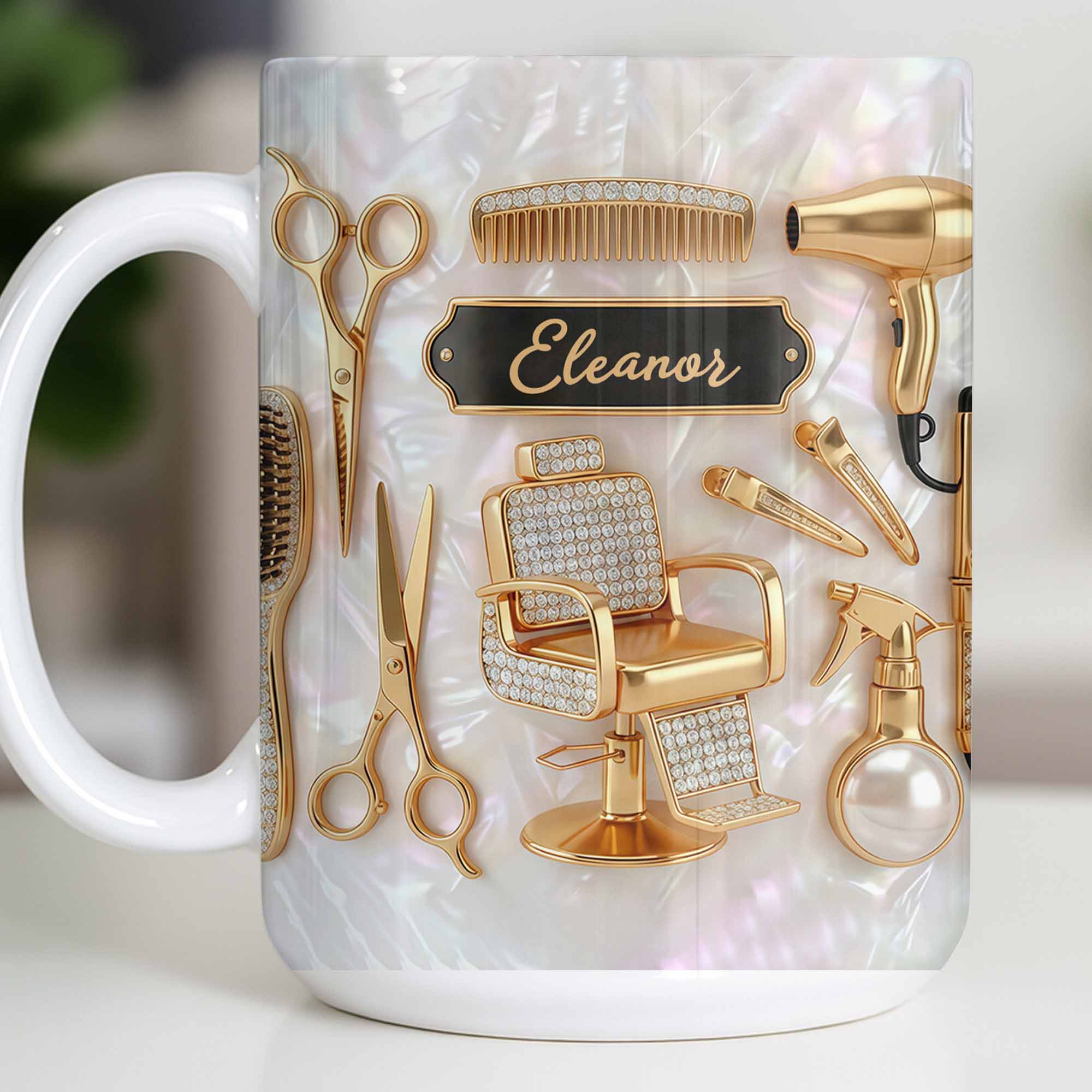 Master of Style Gold Salon Chair Scissors and Professional Hair Artistry - Personalized Custom Coffee Mug - JBS132_MG - Image 11