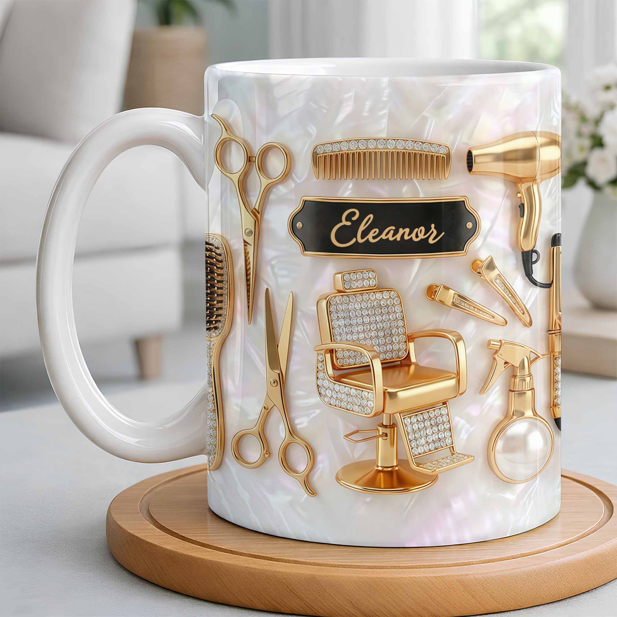 Master of Style Gold Salon Chair Scissors and Professional Hair Artistry - Personalized Custom Coffee Mug - JBS132_MG - Image 3