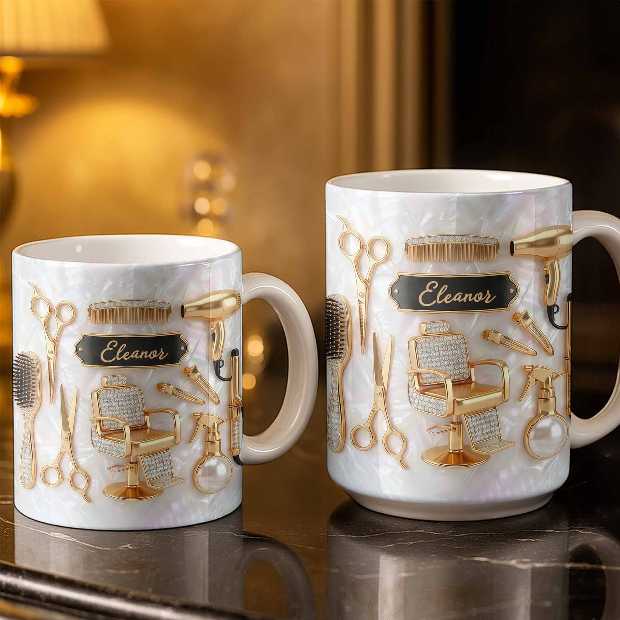Master of Style Gold Salon Chair Scissors and Professional Hair Artistry - Personalized Custom Coffee Mug - JBS132_MG - Image 4
