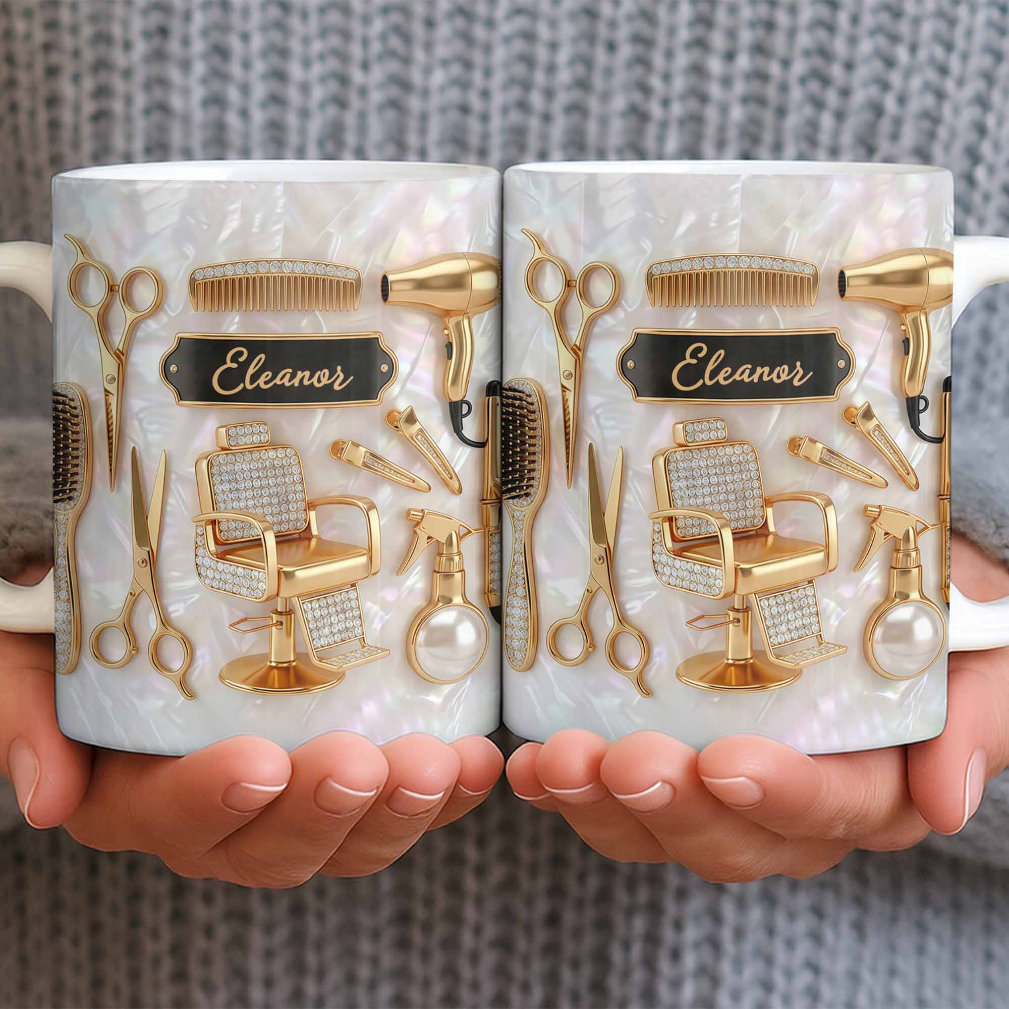 Master of Style Gold Salon Chair Scissors and Professional Hair Artistry - Personalized Custom Coffee Mug - JBS132_MG - Image 6