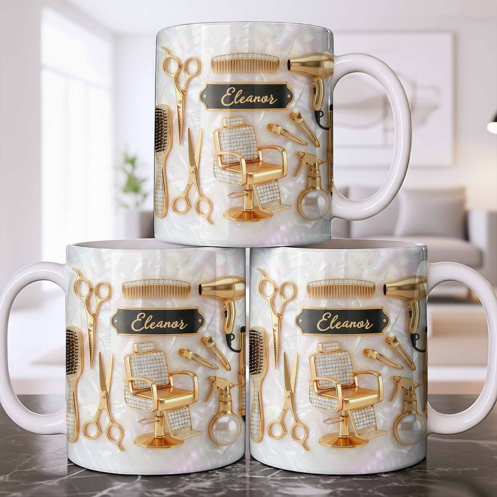 Master of Style Gold Salon Chair Scissors and Professional Hair Artistry - Personalized Custom Coffee Mug - JBS132_MG - Image 8
