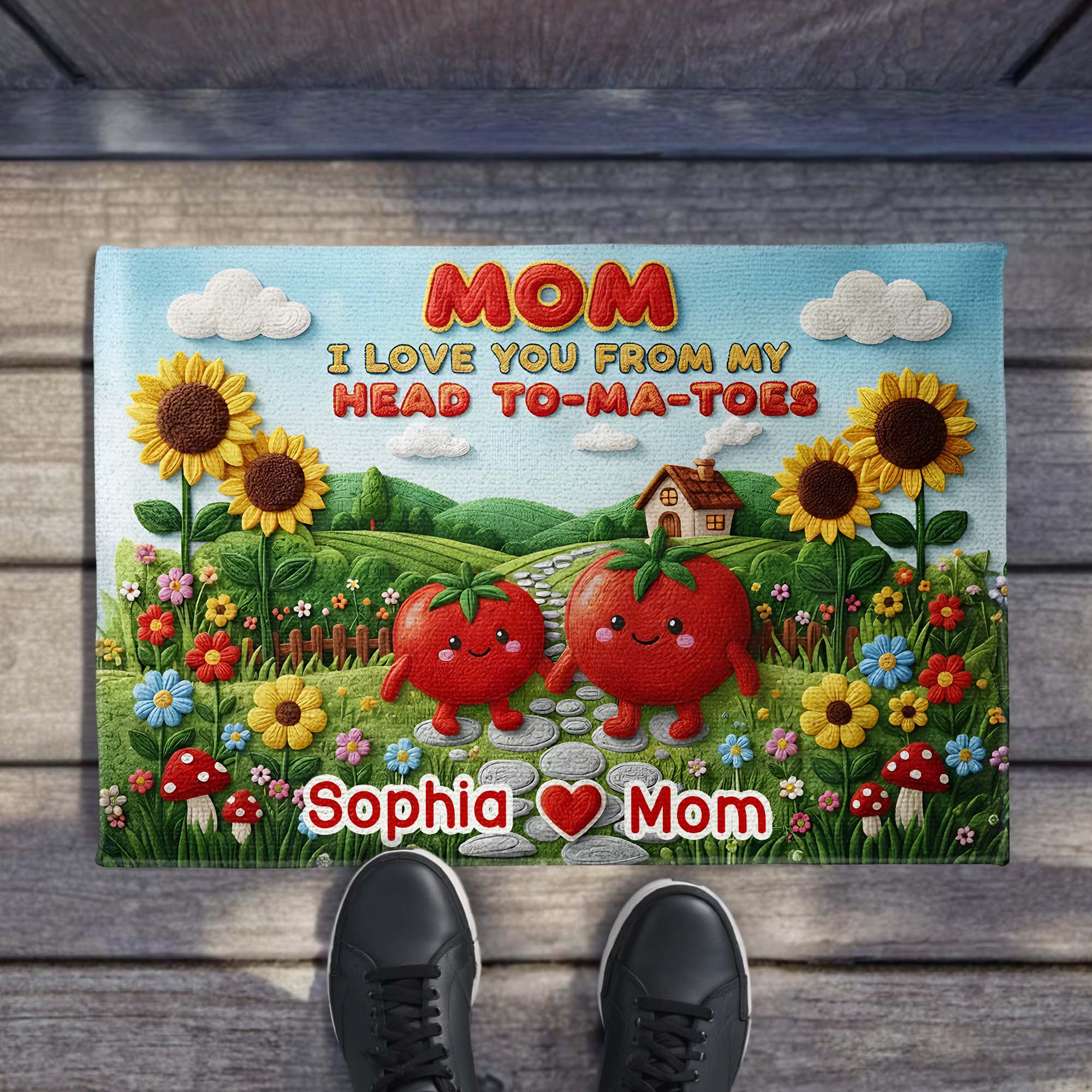 Mom I Love You From My Head To Ma Toes Tomato Garden - Personalized Custom Doormat - MOM189_DRM