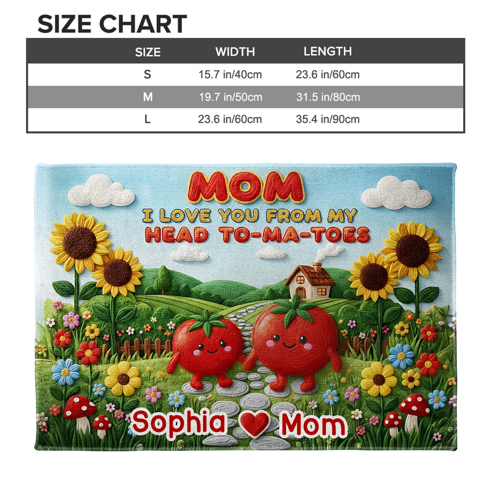 Mom I Love You From My Head To Ma Toes Tomato Garden - Personalized Custom Doormat - MOM189_DRM - Image 3