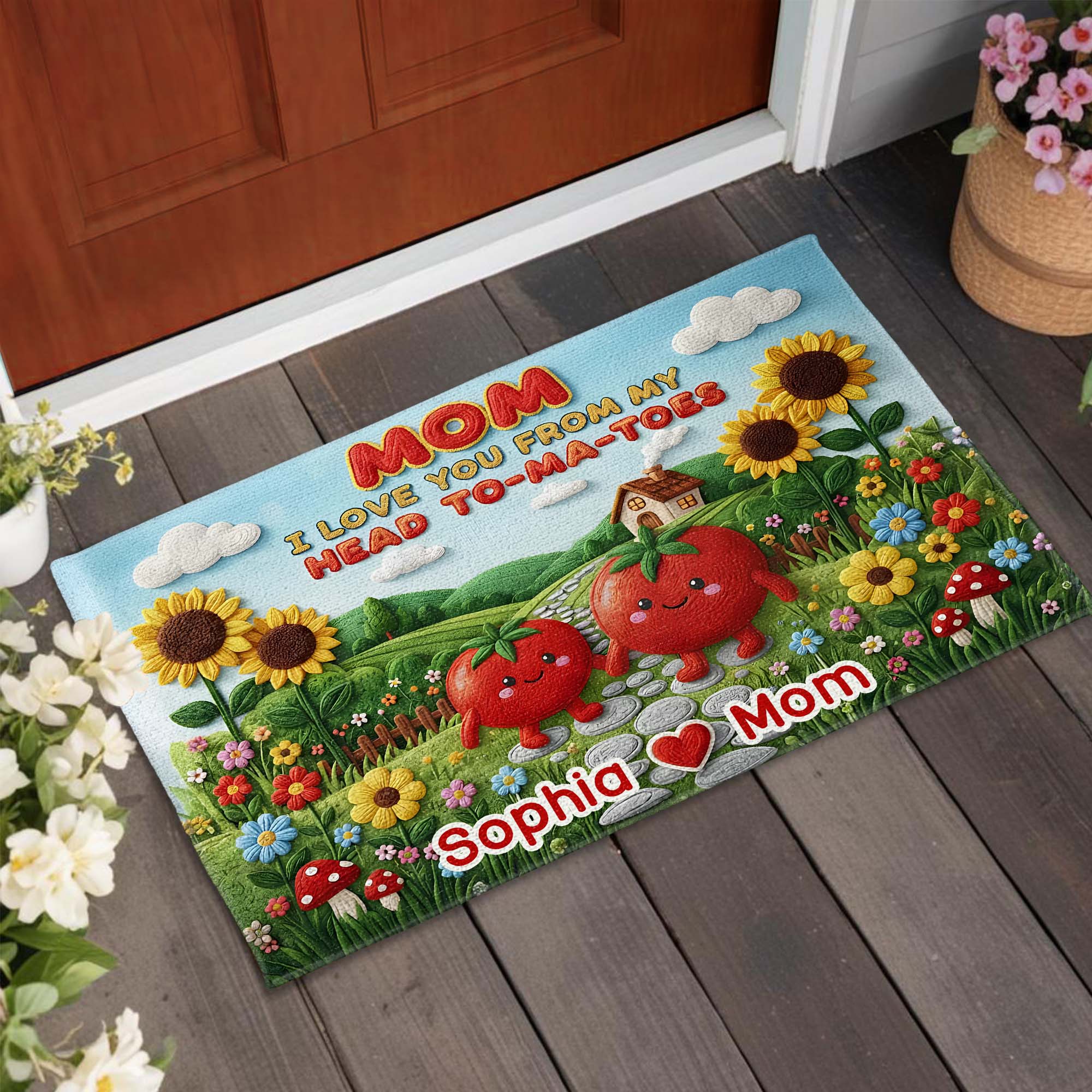 Mom I Love You From My Head To Ma Toes Tomato Garden - Personalized Custom Doormat - MOM189_DRM - Image 4