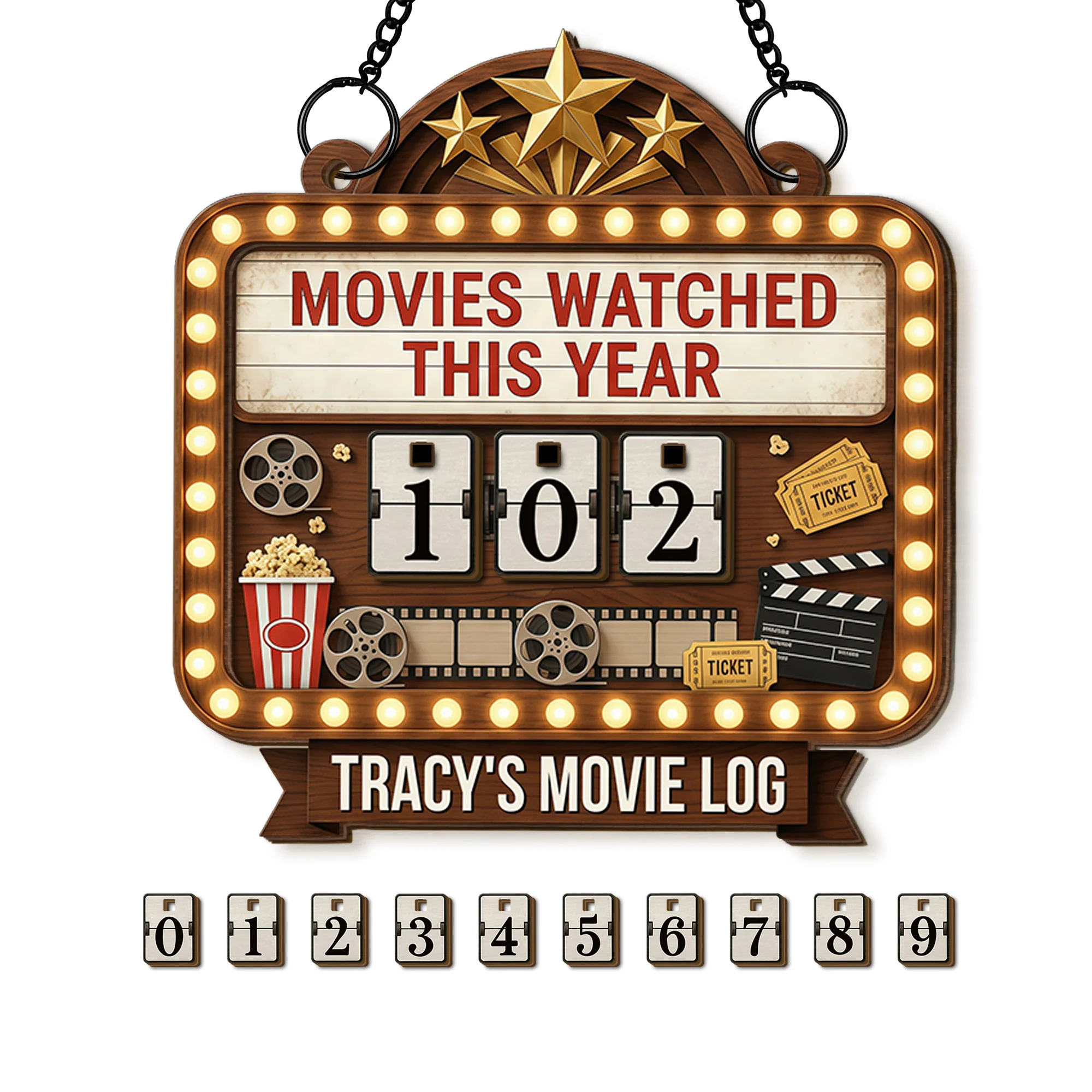 Movies Watched This Year Movie Log Theater Marquee With Popcorn And Film Reel - Personalized Custom Tracker Sign - HOB144_TRASIG - Image 7