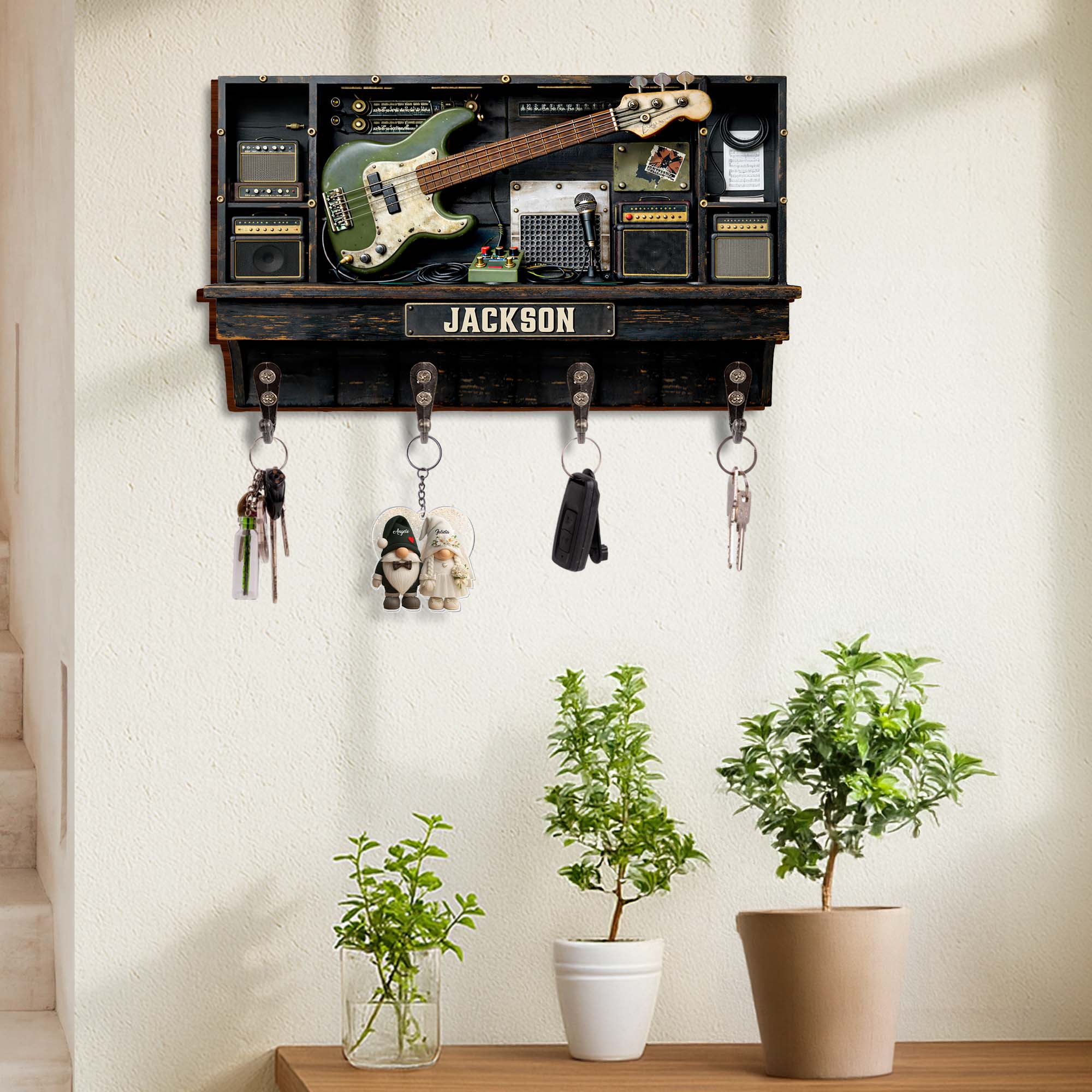 Music Is Life Rock Your World Bass Guitar And Amplifier - Personalized Key Holder - MUSIC021_KHO - Image 4