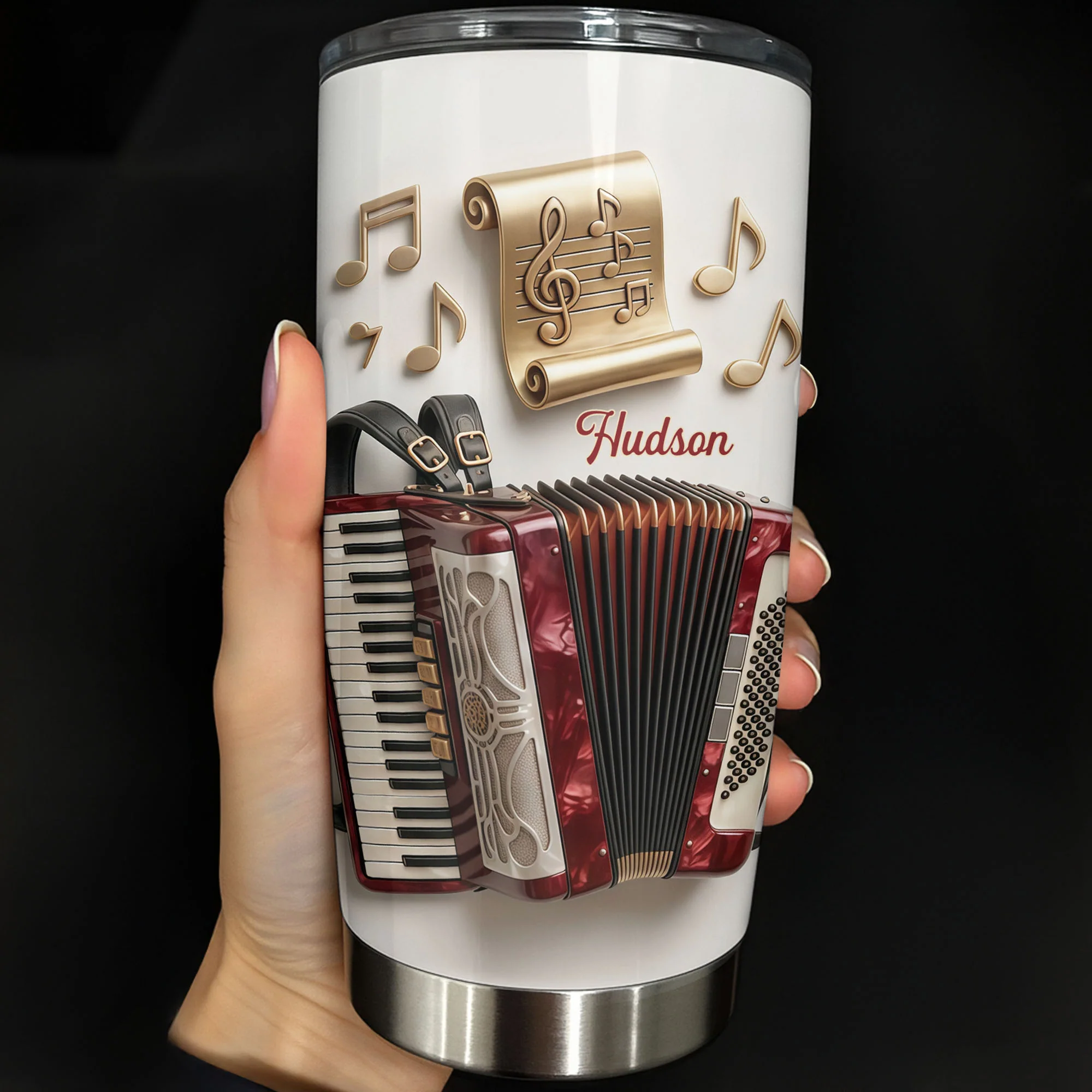 Music Is The Language Of The Heart Accordion And Musical Notes - Personalized Custom Stainless Steel Tumbler 20oz 30oz - MUSIC036_TB