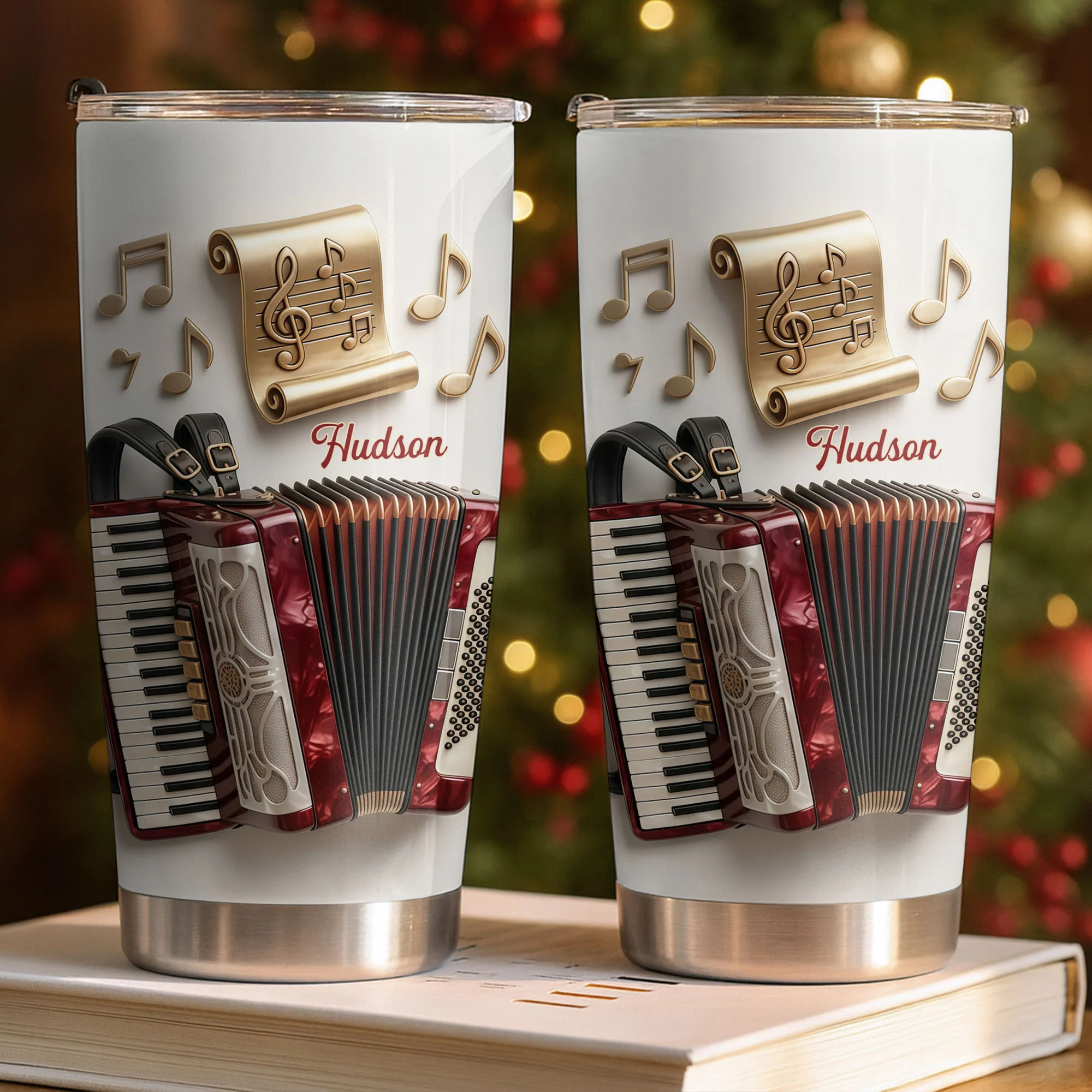 Music Is The Language Of The Heart Accordion And Musical Notes - Personalized Custom Stainless Steel Tumbler 20oz 30oz - MUSIC036_TB - Image 2