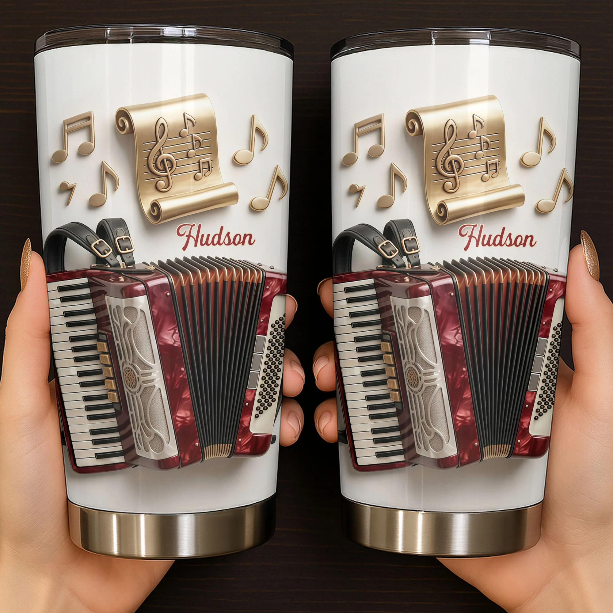 Music Is The Language Of The Heart Accordion And Musical Notes - Personalized Custom Stainless Steel Tumbler 20oz 30oz - MUSIC036_TB - Image 4