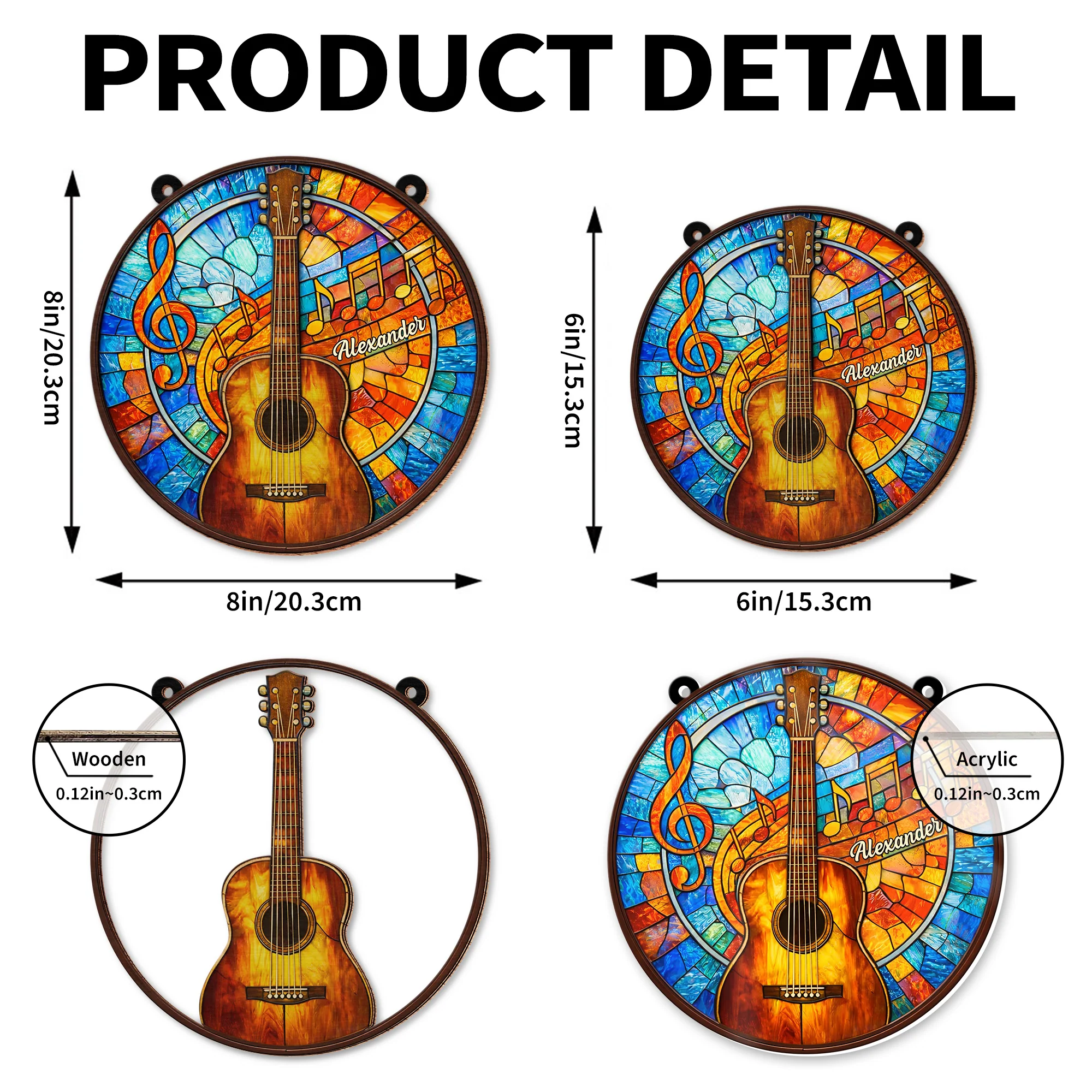 Music Is The Language Of The Soul Acoustic Guitar And Musical Notes - Personalized Custom Suncatcher - HOB075_CSUN - Image 8