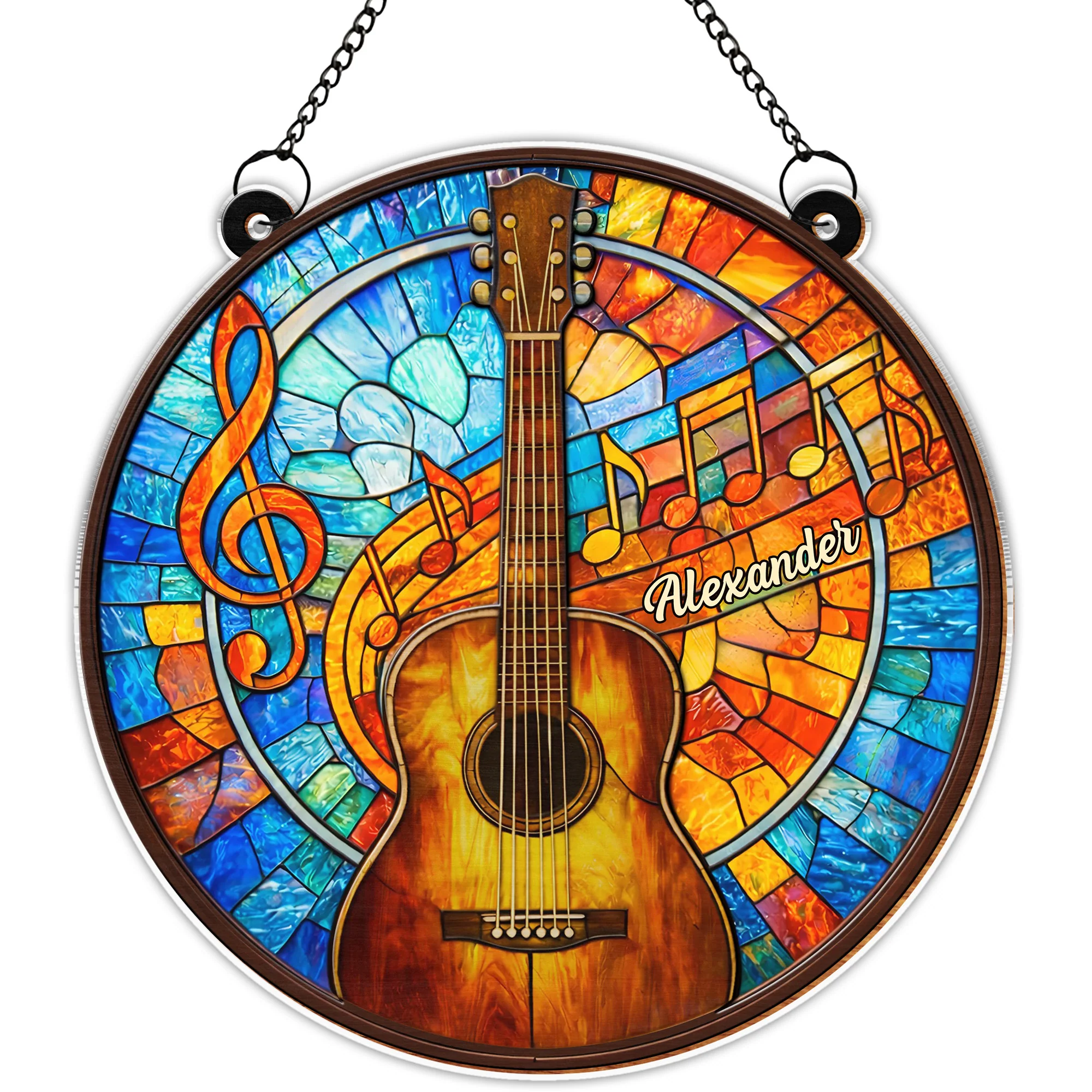 Music Is The Language Of The Soul Acoustic Guitar And Musical Notes - Personalized Custom Suncatcher - HOB075_CSUN - Image 9