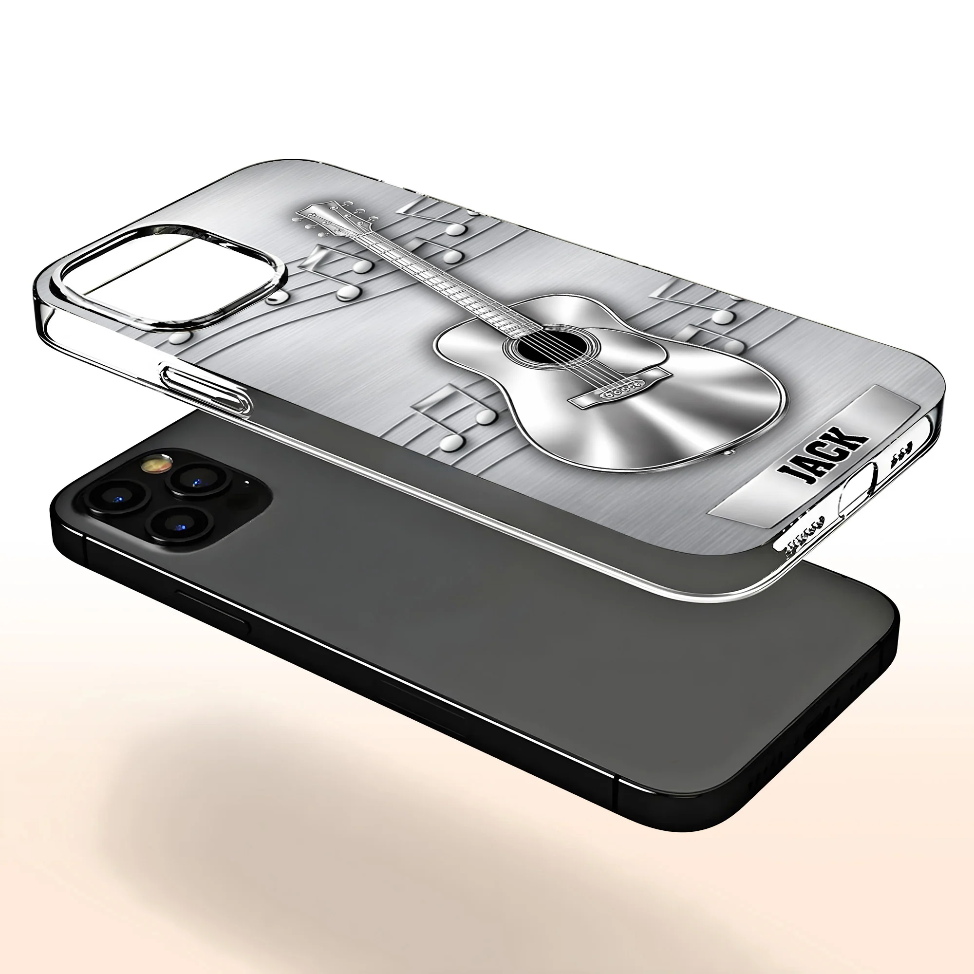 Music Is The Language Of The Soul Metallic Acoustic Guitar - Personalized Clear Phone Case - MUSIC022_PHC - Image 5