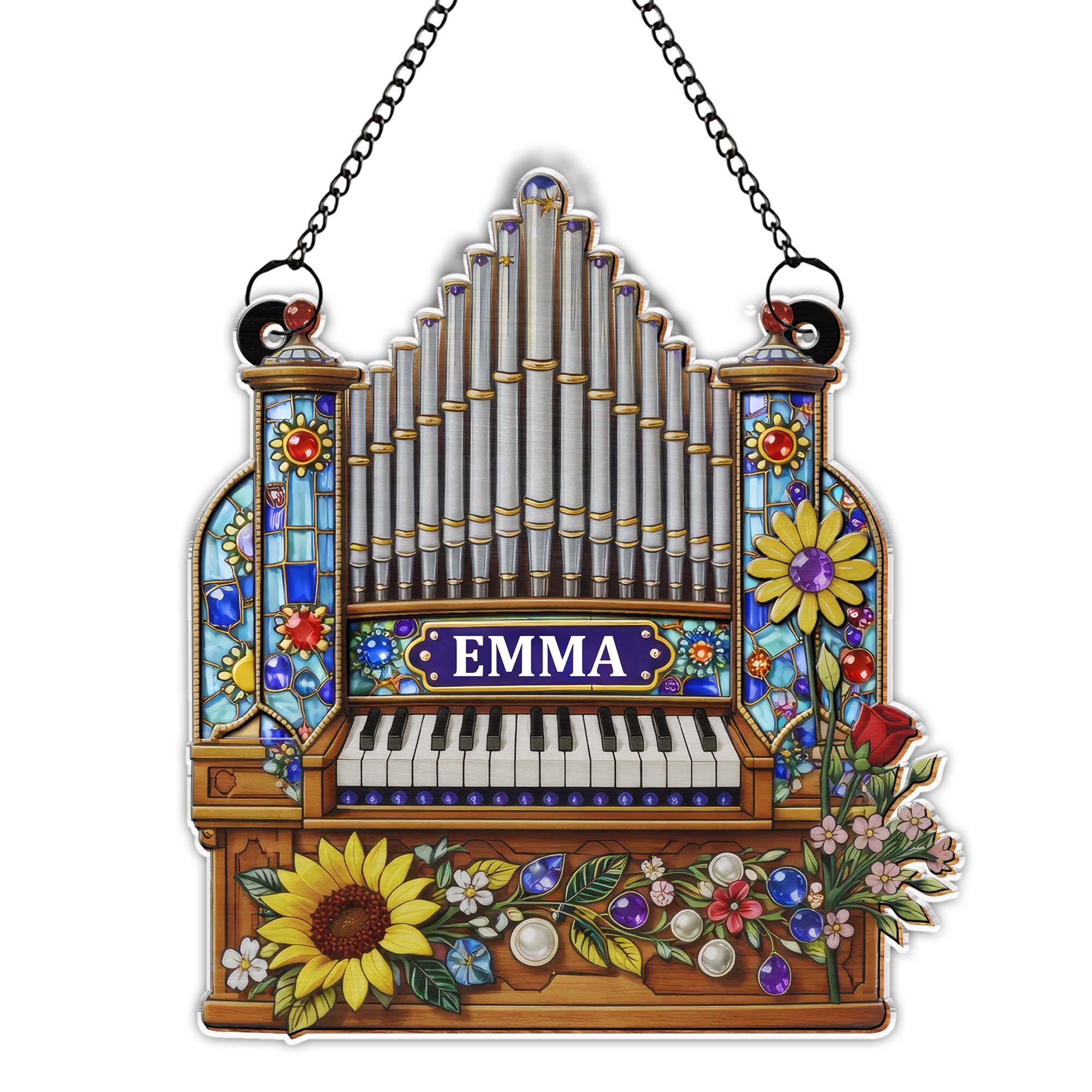 Music Is The Language Of The Soul Pipe Organ And Flowers - Personalized Custom Suncatcher - MUSIC042_CSUN - Image 8