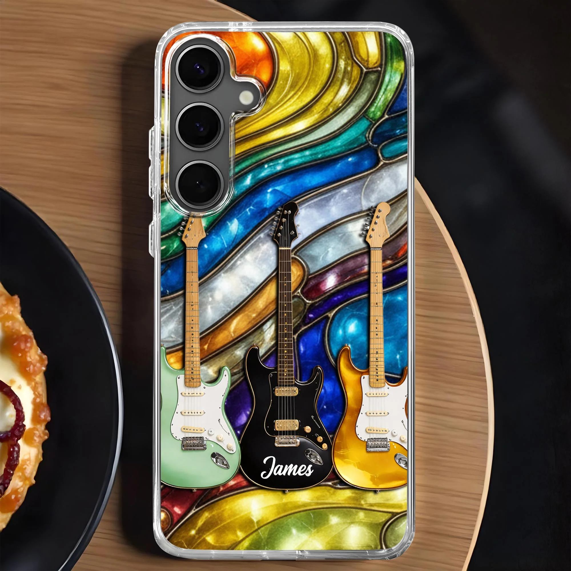 Music Is The Soul Of The Universe Stained Glass Electric Guitars Design - Personalized Clear Phone Case - MUSIC041_PHC - Image 7