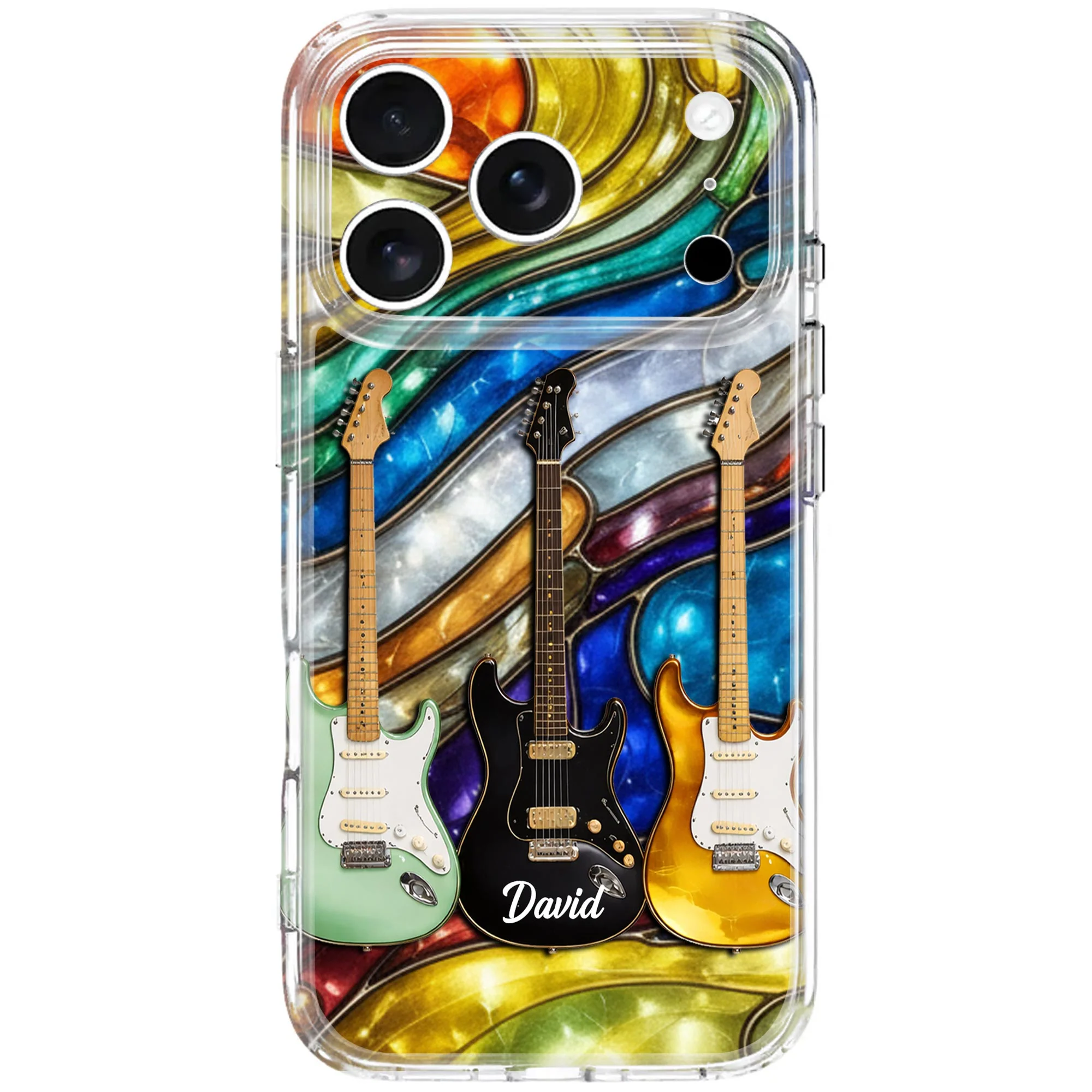 Music Is The Soul Of The Universe Stained Glass Electric Guitars Design - Personalized Clear Phone Case - MUSIC041_PHC - Image 8