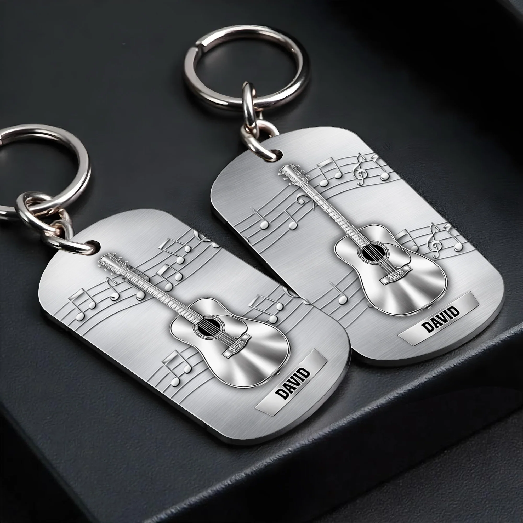 Music Is The Sound Of The Soul Acoustic Guitar And Notes - Personalized Stainless Steel Keychain - MUSIC022_KCX - Image 6