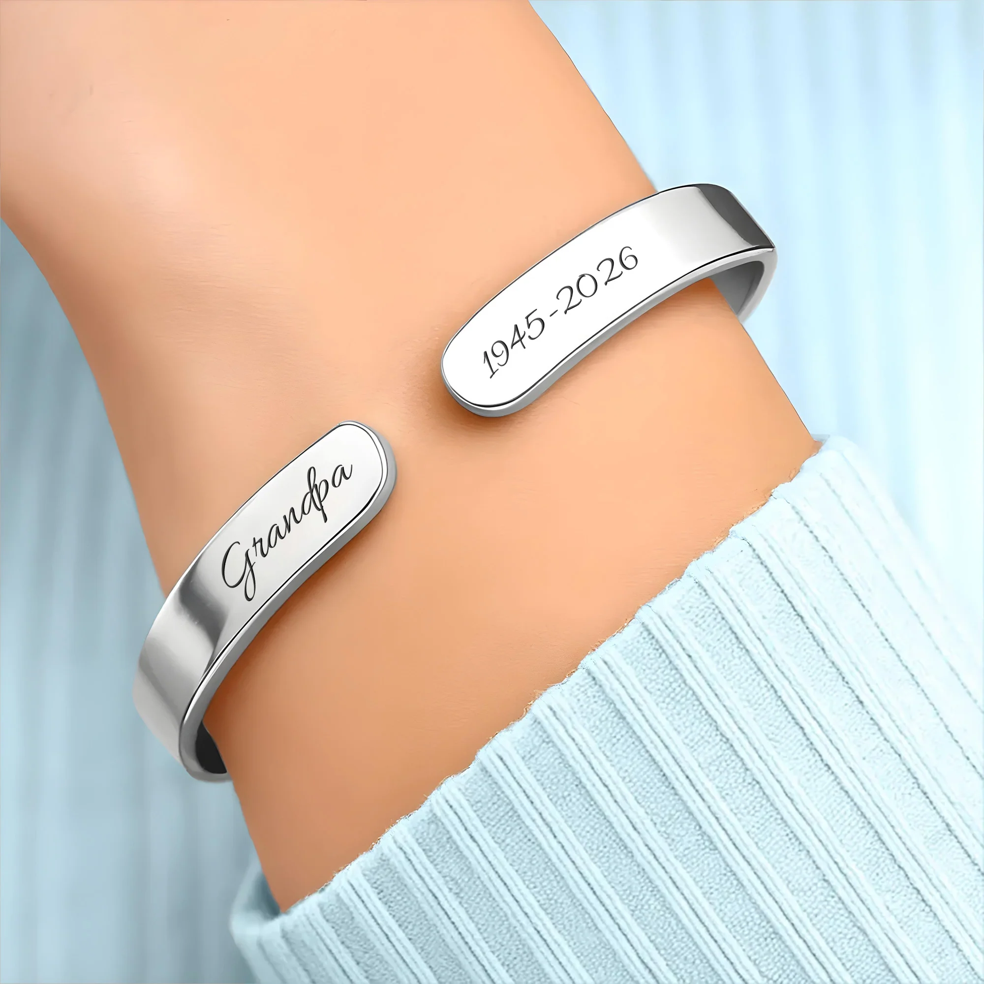 My Guardian Angel Rides Shotgun Memorial Bracelet With Angel Wings - Personalized Custom Bracelet Cuff - HME498_BCUF - Image 4