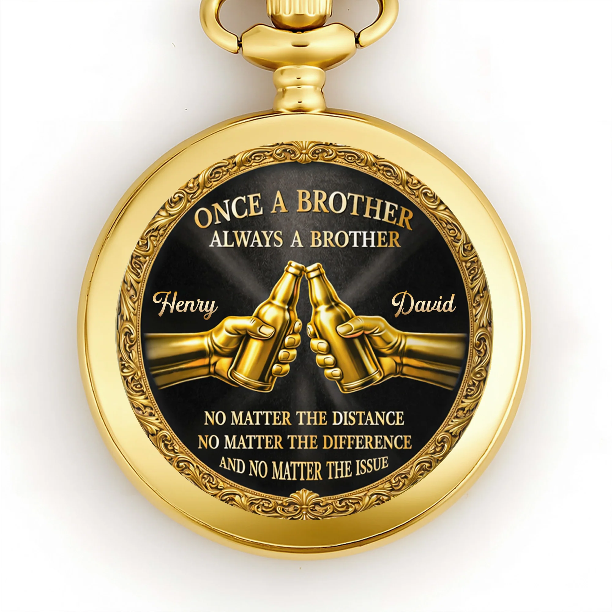 Once A Brother Always A Brother With Beer Bottles Design - Personalized Custom Pocket Watch - BRT034_GWATCH - Image 10