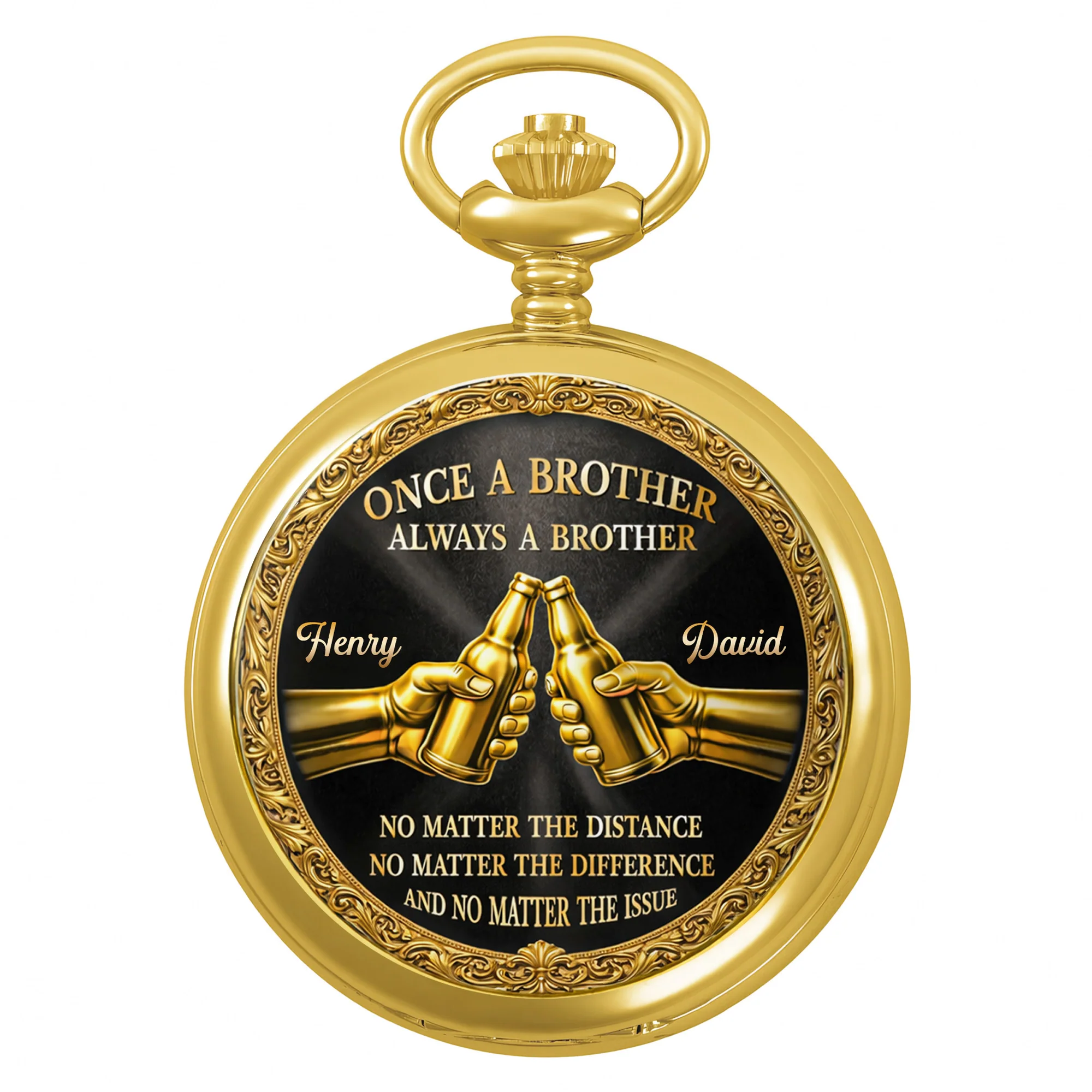 Once A Brother Always A Brother With Beer Bottles Design - Personalized Custom Pocket Watch - BRT034_GWATCH - Image 11