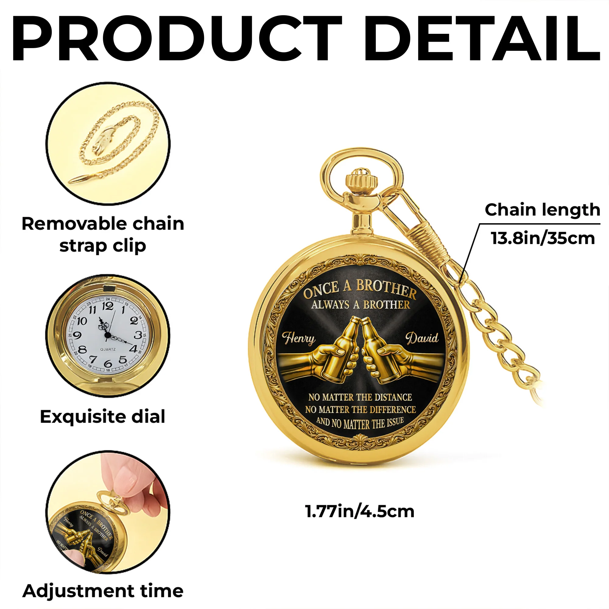 Once A Brother Always A Brother With Beer Bottles Design - Personalized Custom Pocket Watch - BRT034_GWATCH - Image 5