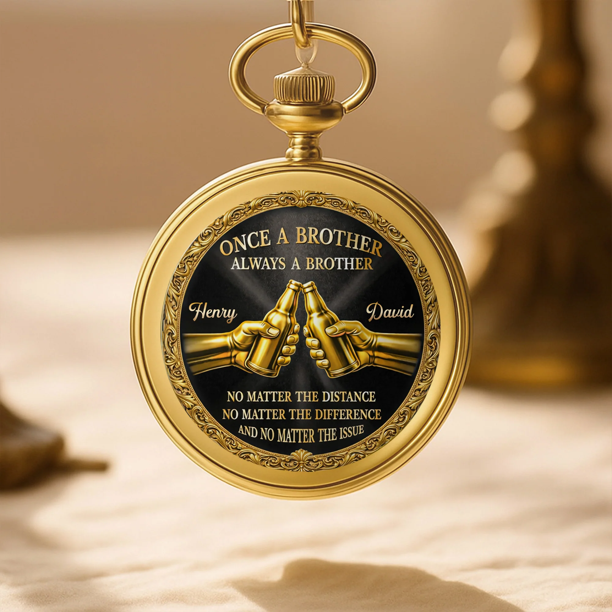 Once A Brother Always A Brother With Beer Bottles Design - Personalized Custom Pocket Watch - BRT034_GWATCH - Image 7