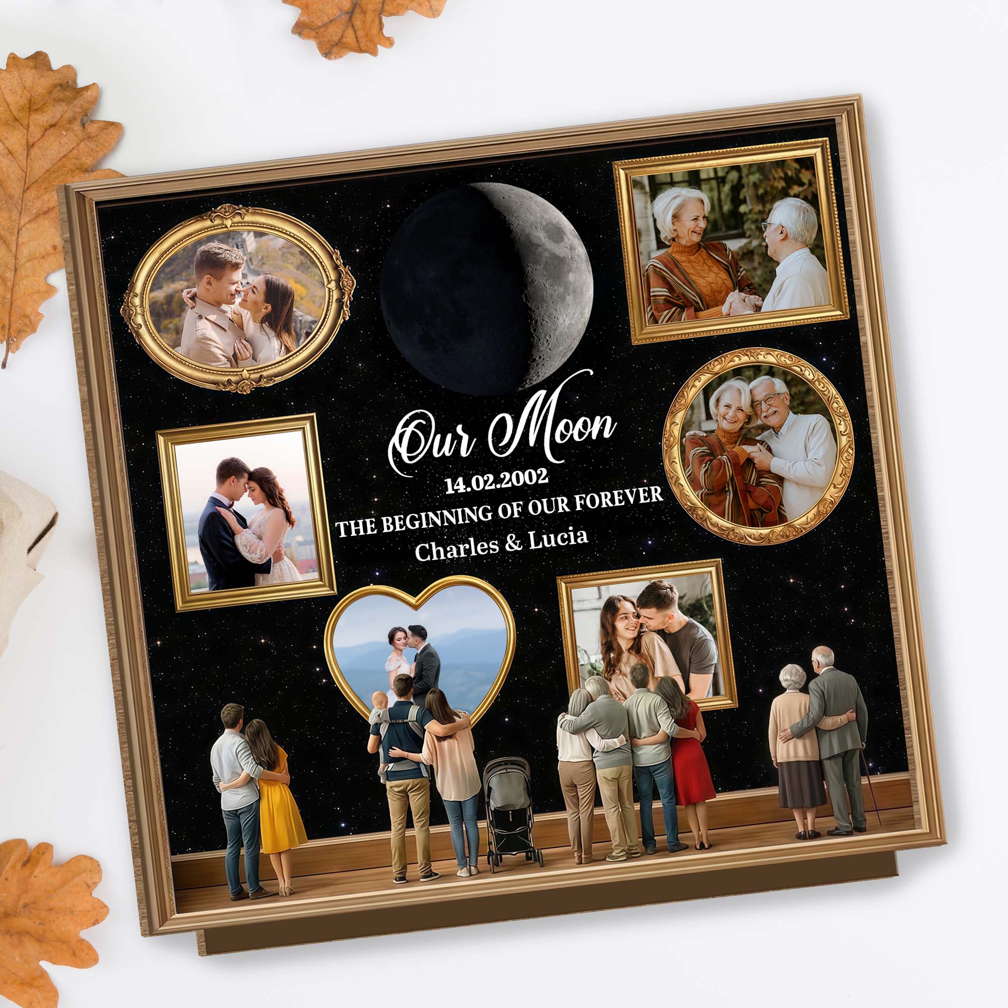 Our Moon The Beginning Of Our Forever Custom Photo Frames And Moon Plaque - Personalized Custom 2-Layer Wood Plaque With Flat Base - CPL1391_WPLA - Image 3