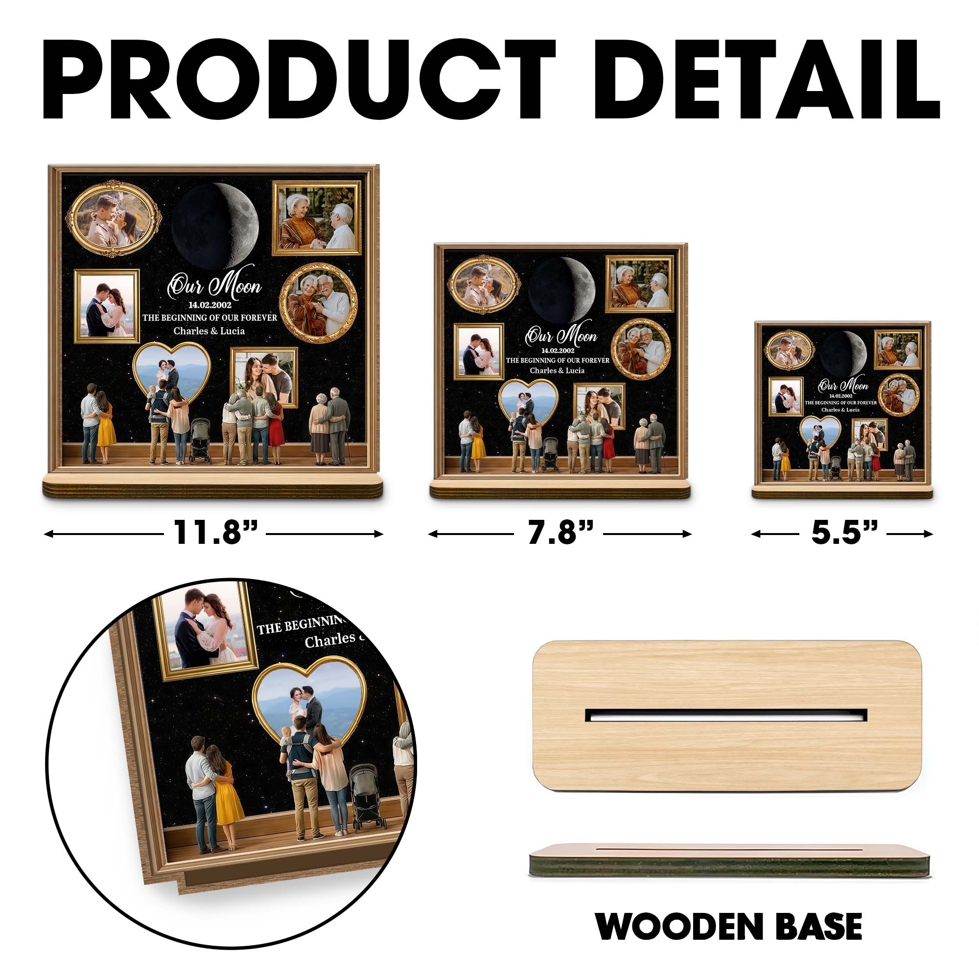 Our Moon The Beginning Of Our Forever Custom Photo Frames And Moon Plaque - Personalized Custom 2-Layer Wood Plaque With Flat Base - CPL1391_WPLA - Image 4