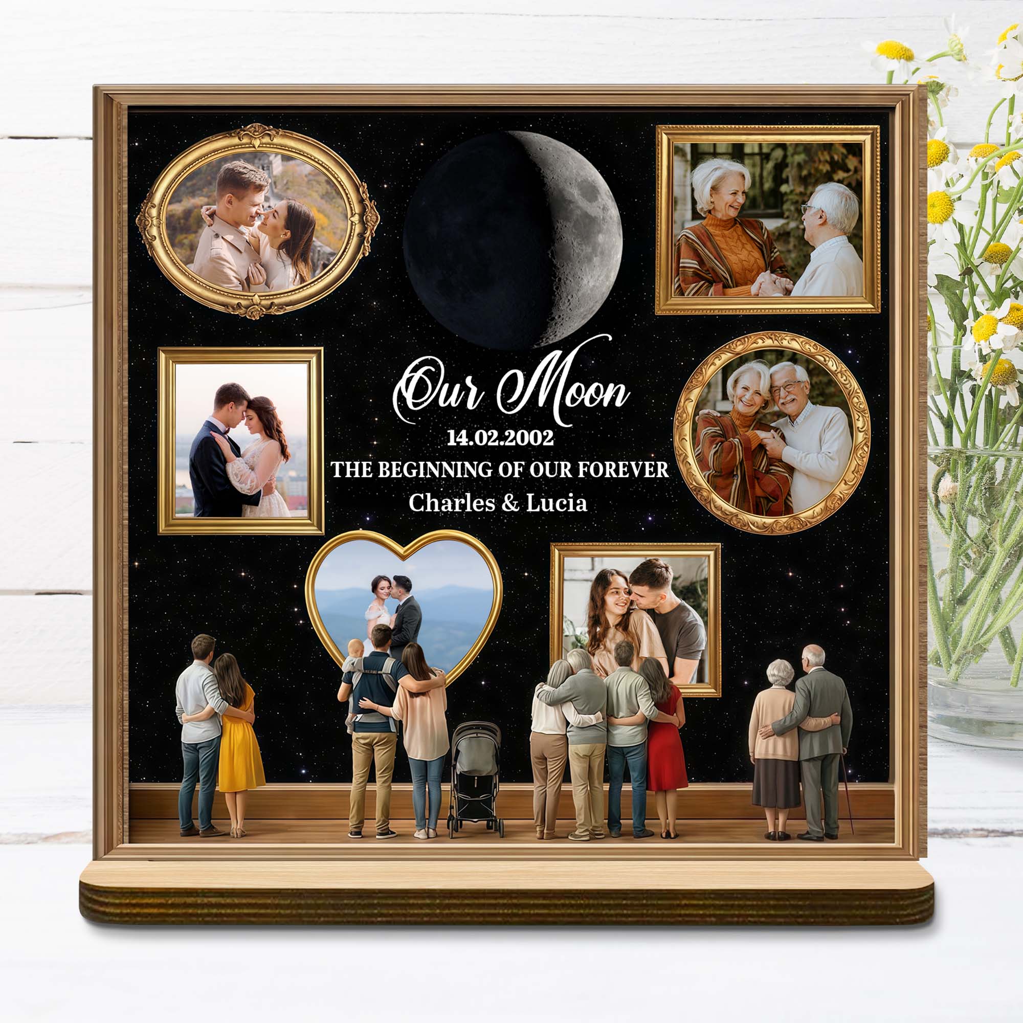 Our Moon The Beginning Of Our Forever Custom Photo Frames And Moon Plaque - Personalized Custom 2-Layer Wood Plaque With Flat Base - CPL1391_WPLA - Image 7