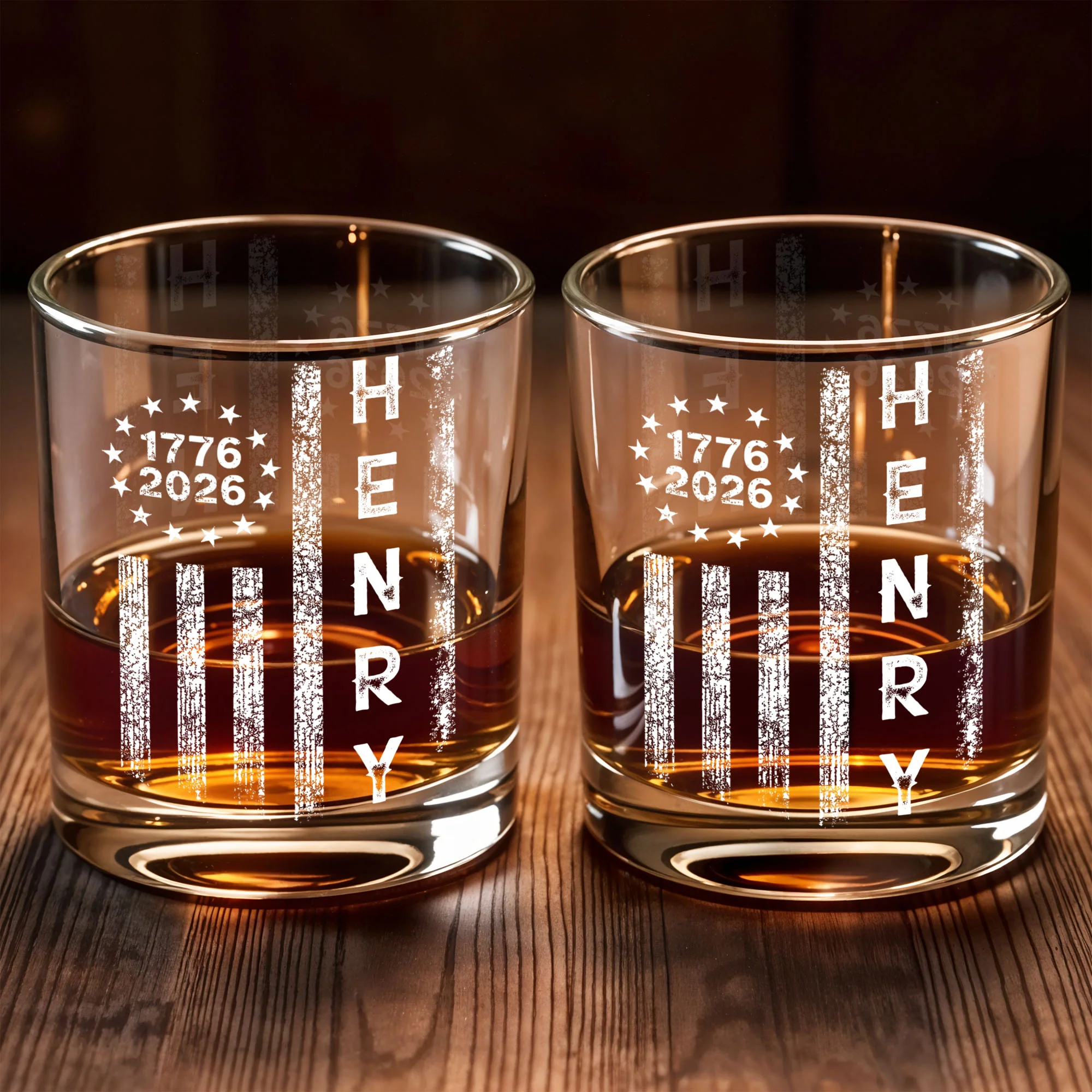 Patriotic American Flag With Stars And Stripes Vertical Design - Personalized Custom Whiskey Glass - INDE059_RWG - Image 7
