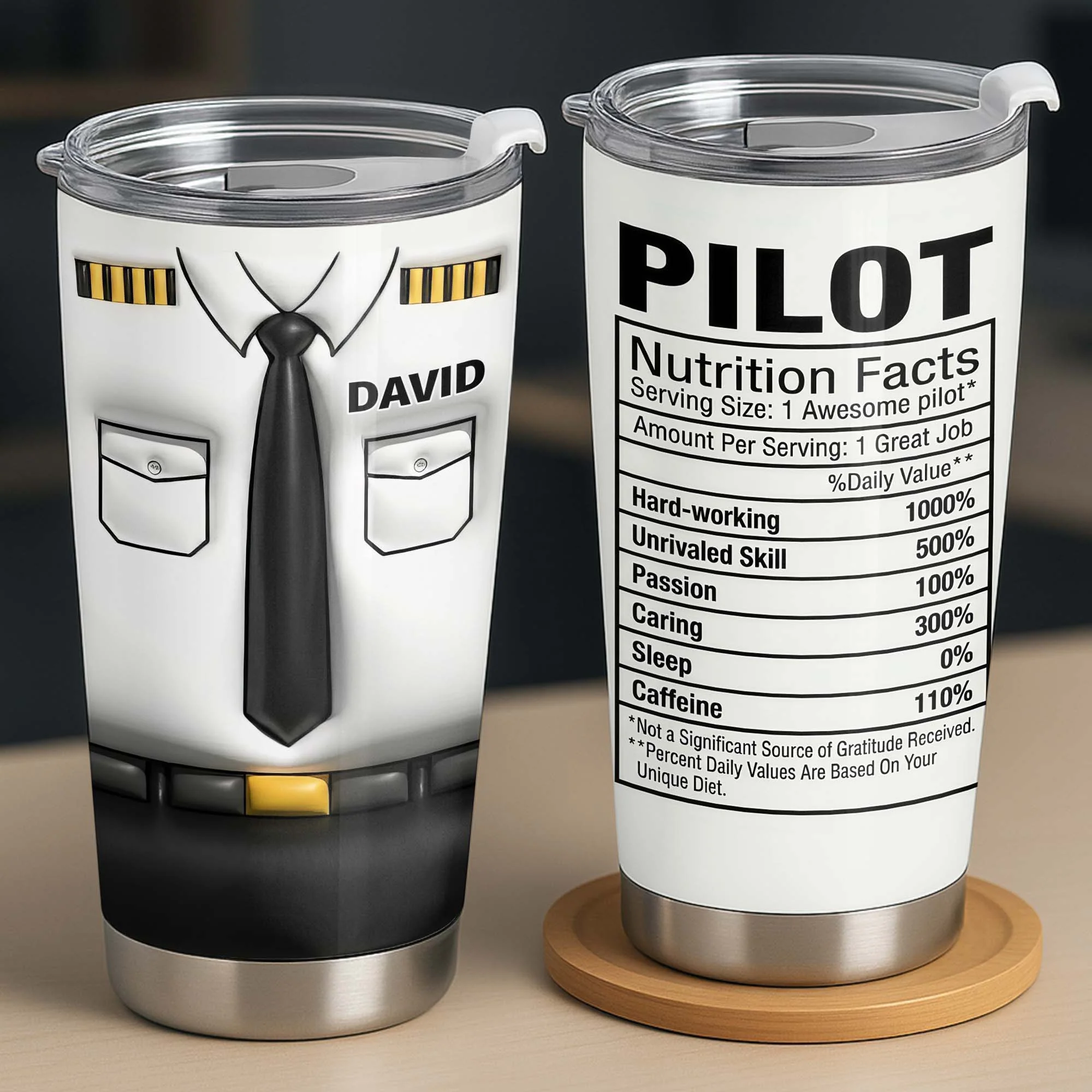 Pilot Nutrition Facts Personalized Pilot Uniform With Tie And Epaulets - Personalized Custom Stainless Steel Tumbler 20oz 30oz - JBS145_TB - Image 11