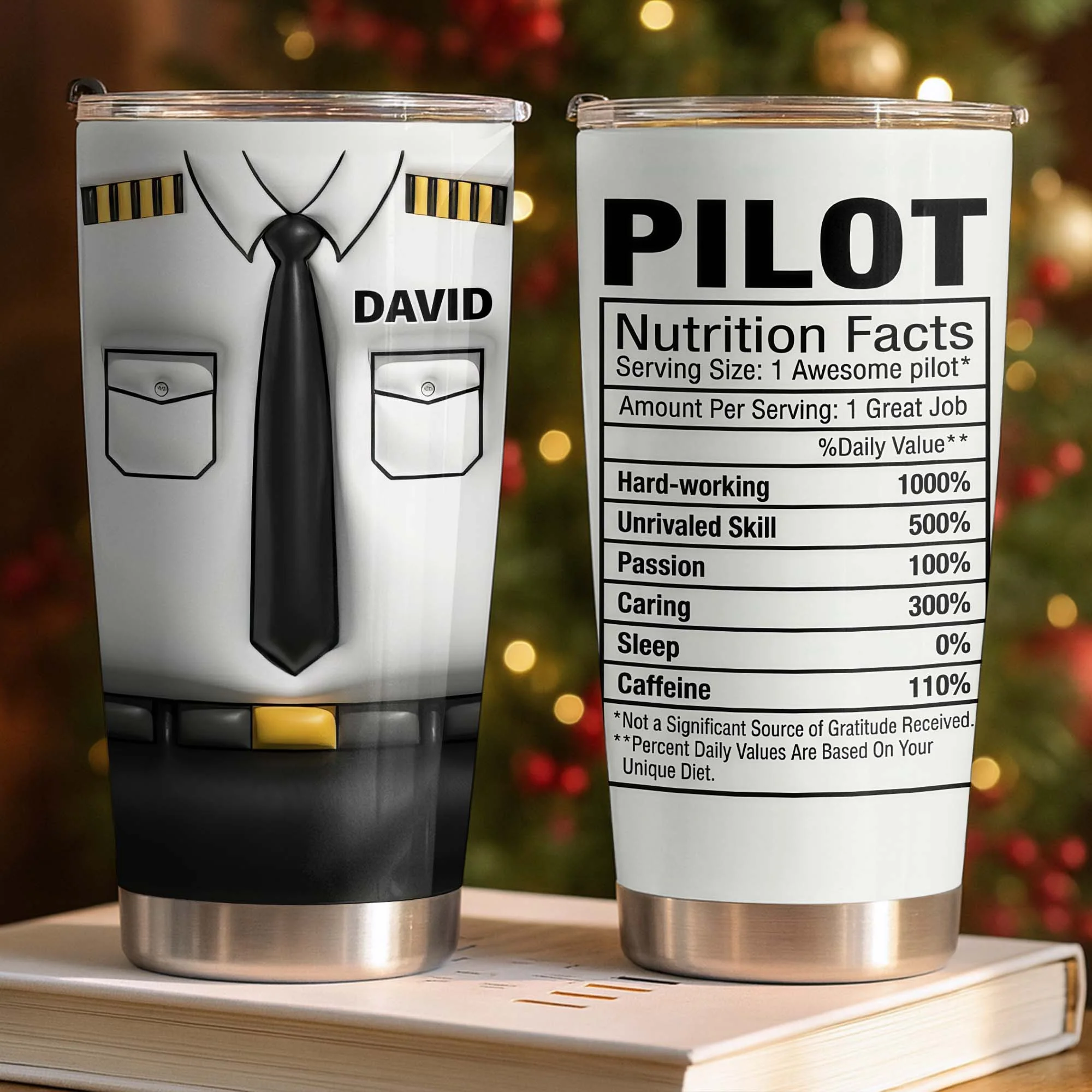 Pilot Nutrition Facts Personalized Pilot Uniform With Tie And Epaulets - Personalized Custom Stainless Steel Tumbler 20oz 30oz - JBS145_TB - Image 2