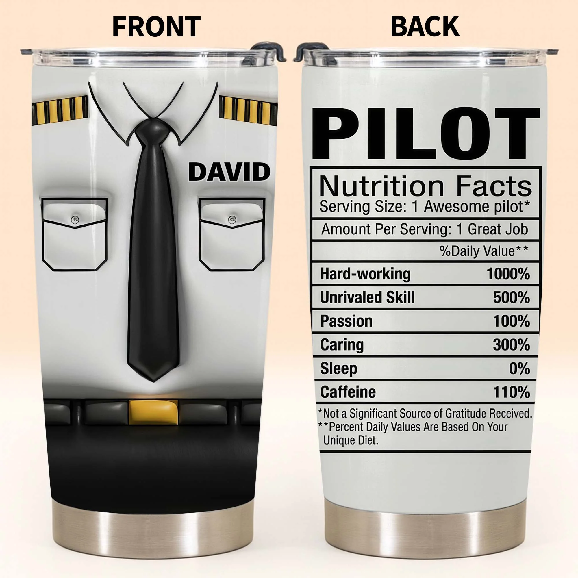 Pilot Nutrition Facts Personalized Pilot Uniform With Tie And Epaulets - Personalized Custom Stainless Steel Tumbler 20oz 30oz - JBS145_TB - Image 8