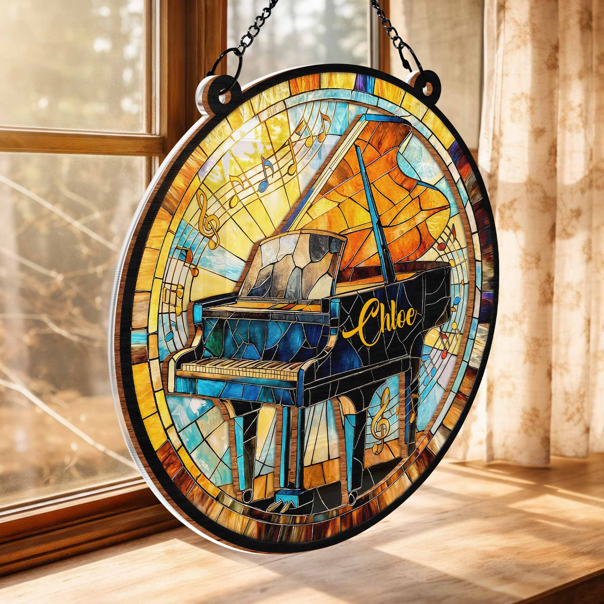 Play With Your Heart Stained Glass Grand Piano Musical Notes - Personalized Custom Suncatcher - HOB076_CSUN - Image 5
