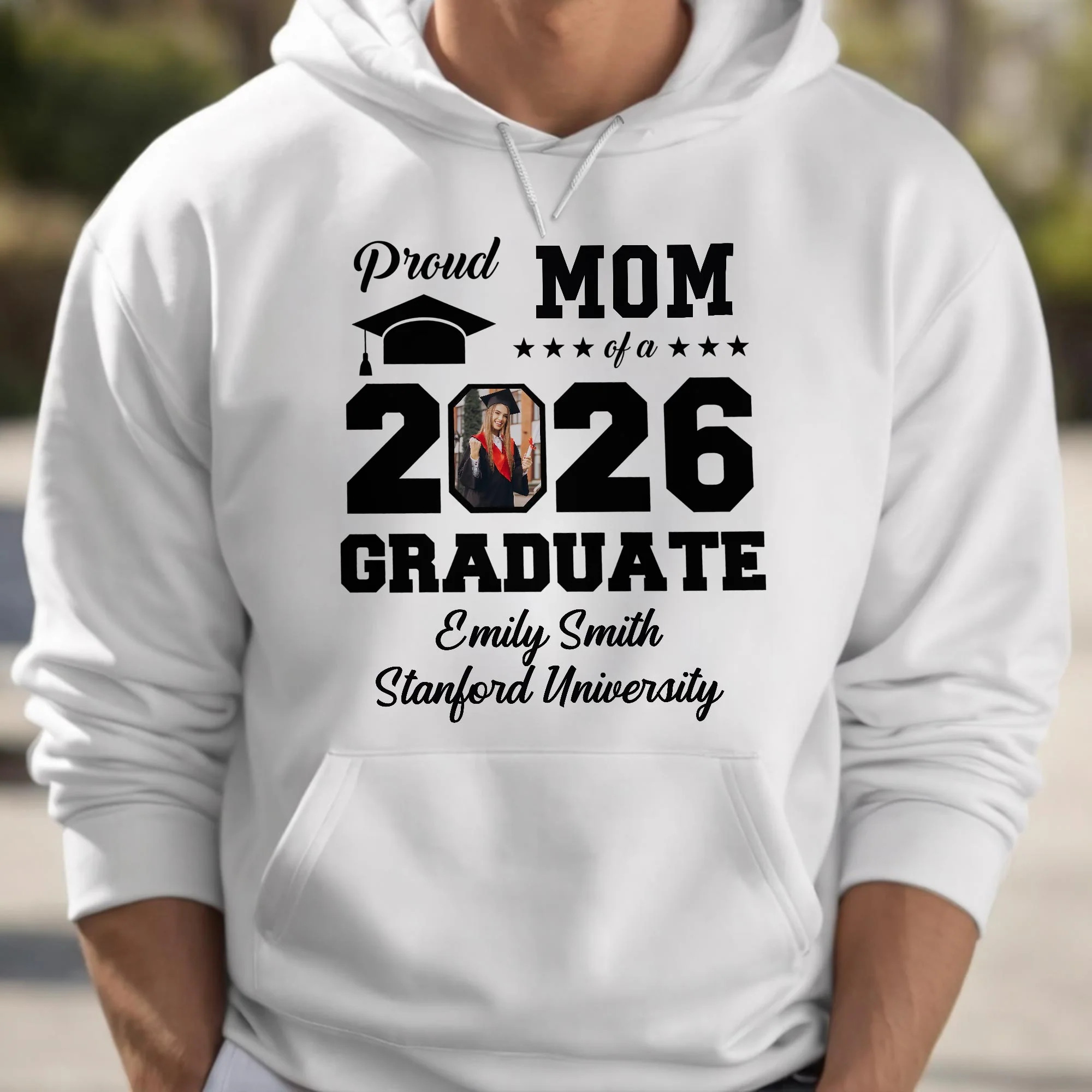Proud Mom Of A Graduate With Graduation Cap And Photo Frame - Personalized Custom Unisex T-shirt, Hoodie - GRAD355_WBAS - Image 5