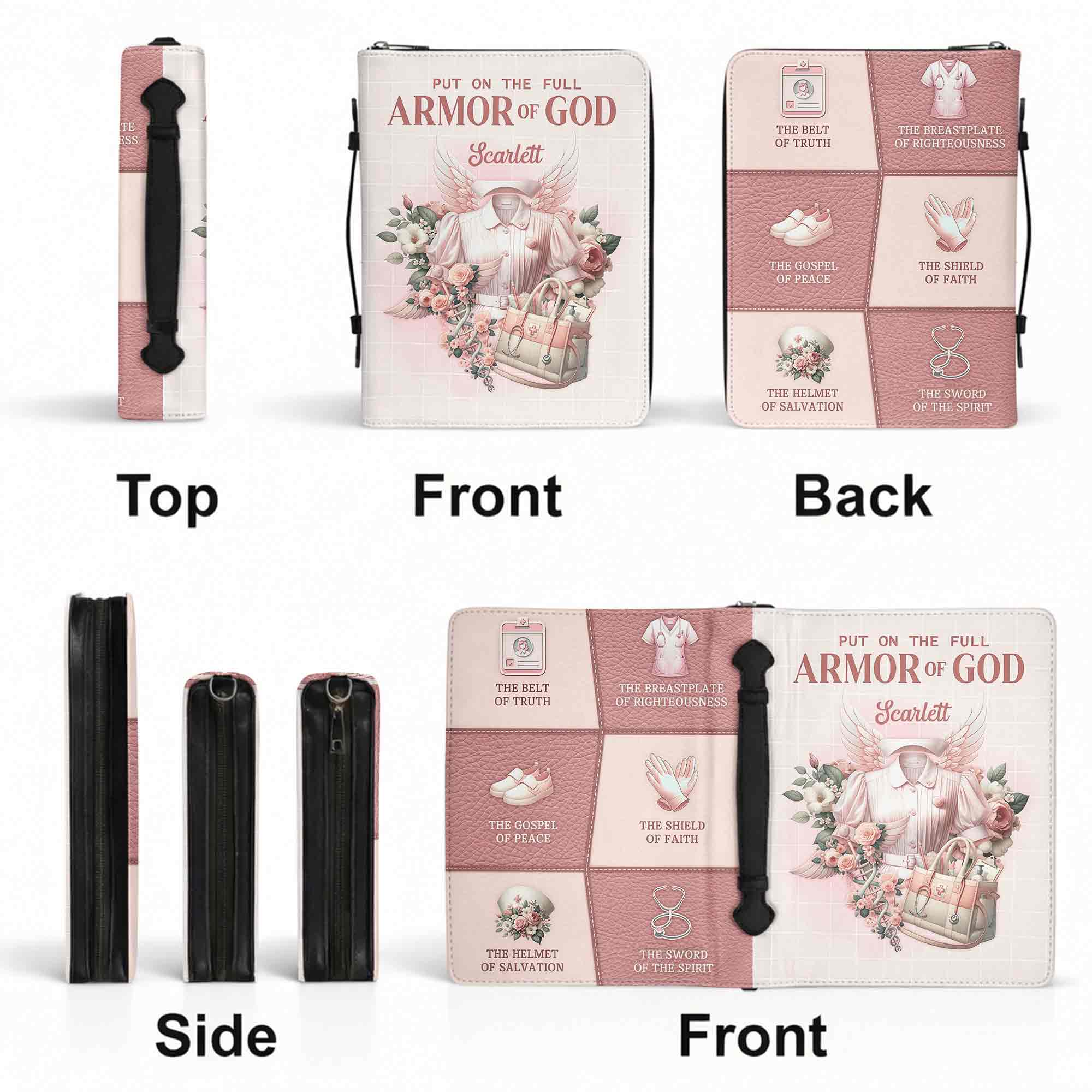Put On The Full Armor Of God Nurse Uniform Wings And Flowers - Personalized Custom Bible Cover - FTH138_BIBCO - Image 10