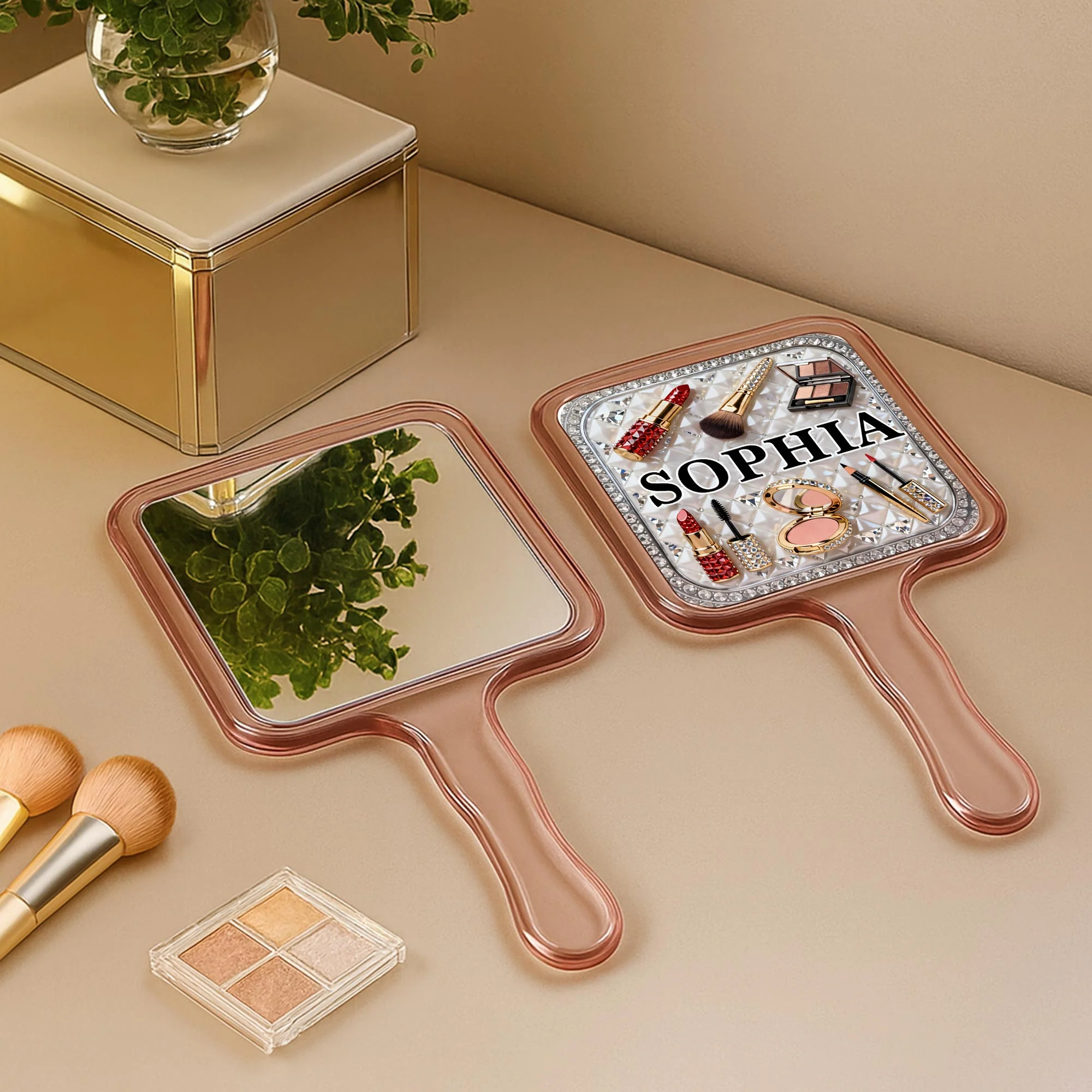 Reflect Your Inner Beauty With Elegant Lipstick And Makeup Accessories - Personalized Handheld Mirror - HOB114_HMIR - Image 10