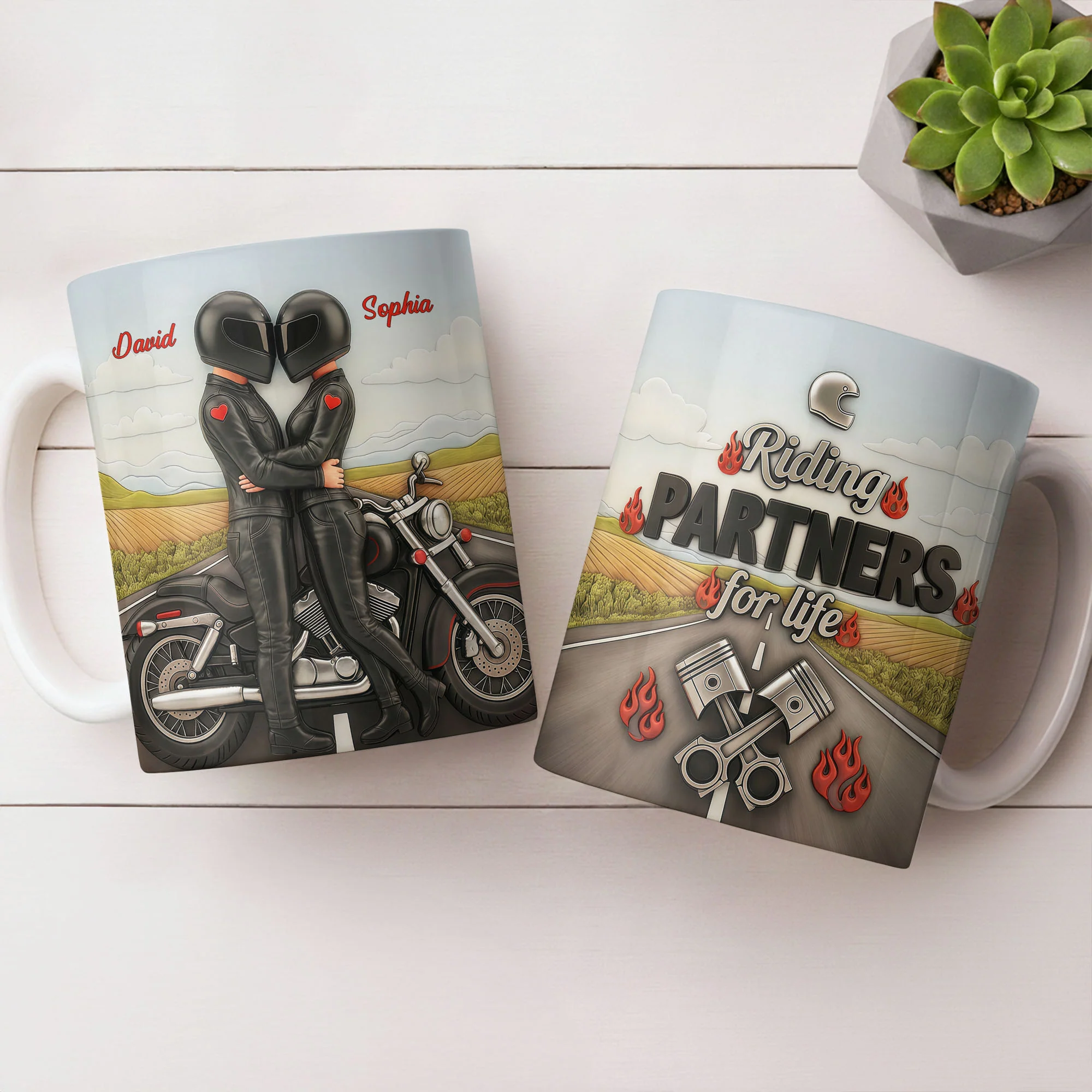 Riding Partners For Life Couple With Motorcycle And Pistons - Personalized Custom Coffee Mug - CPL1407_MG - Image 10
